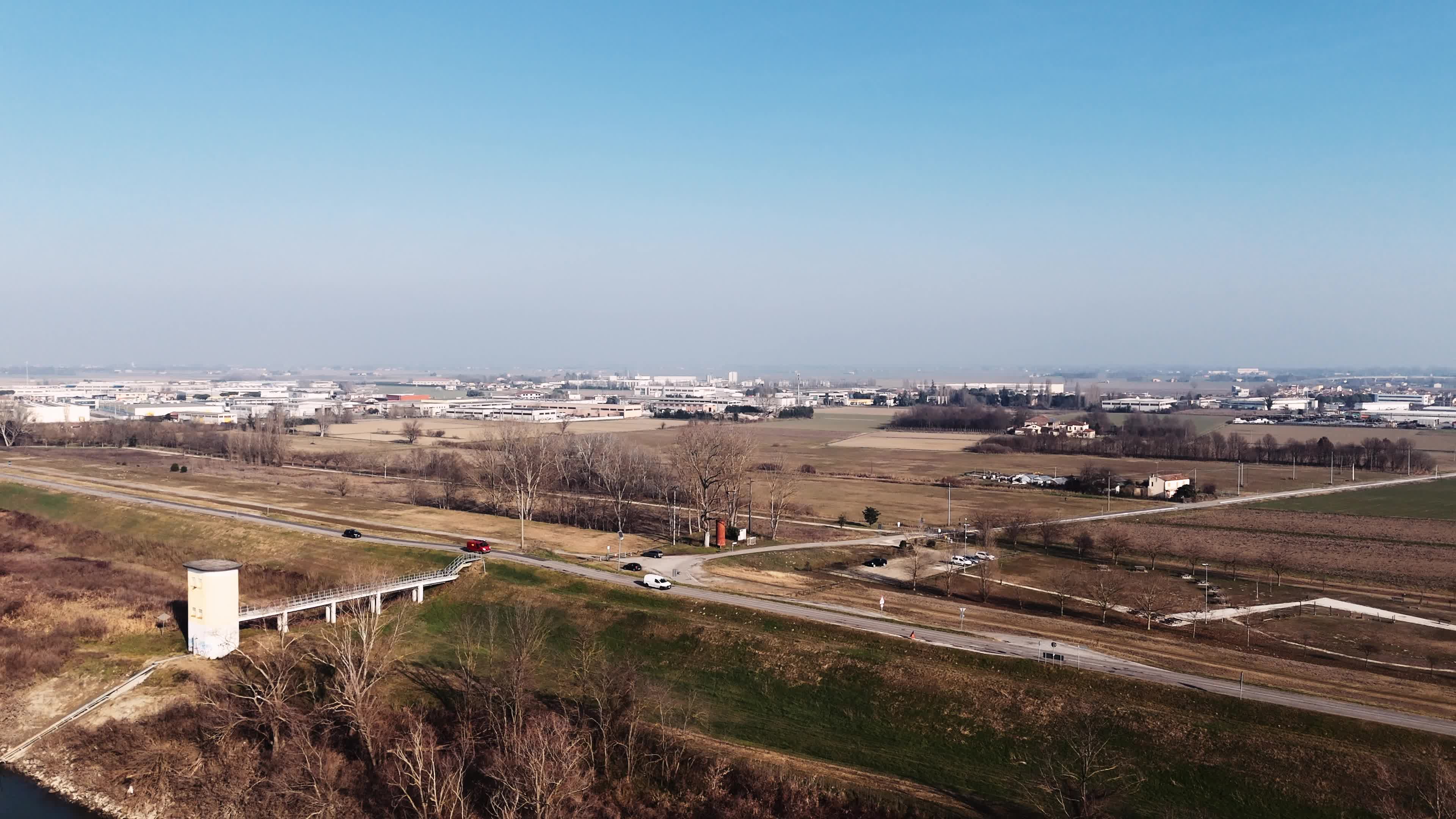 Drone View Of Po River In Ferrara