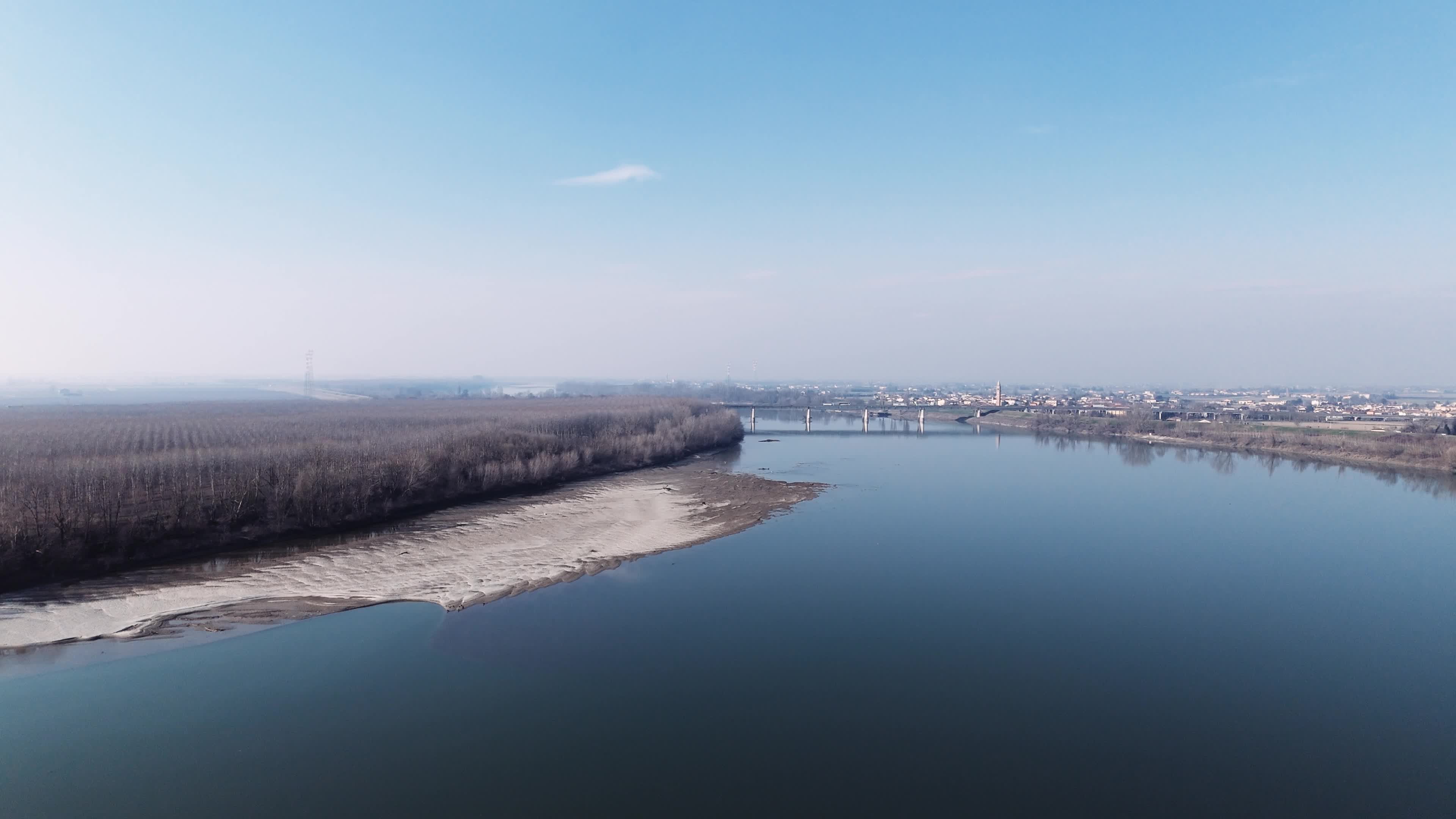 Drone View Of Po River In Ferrara