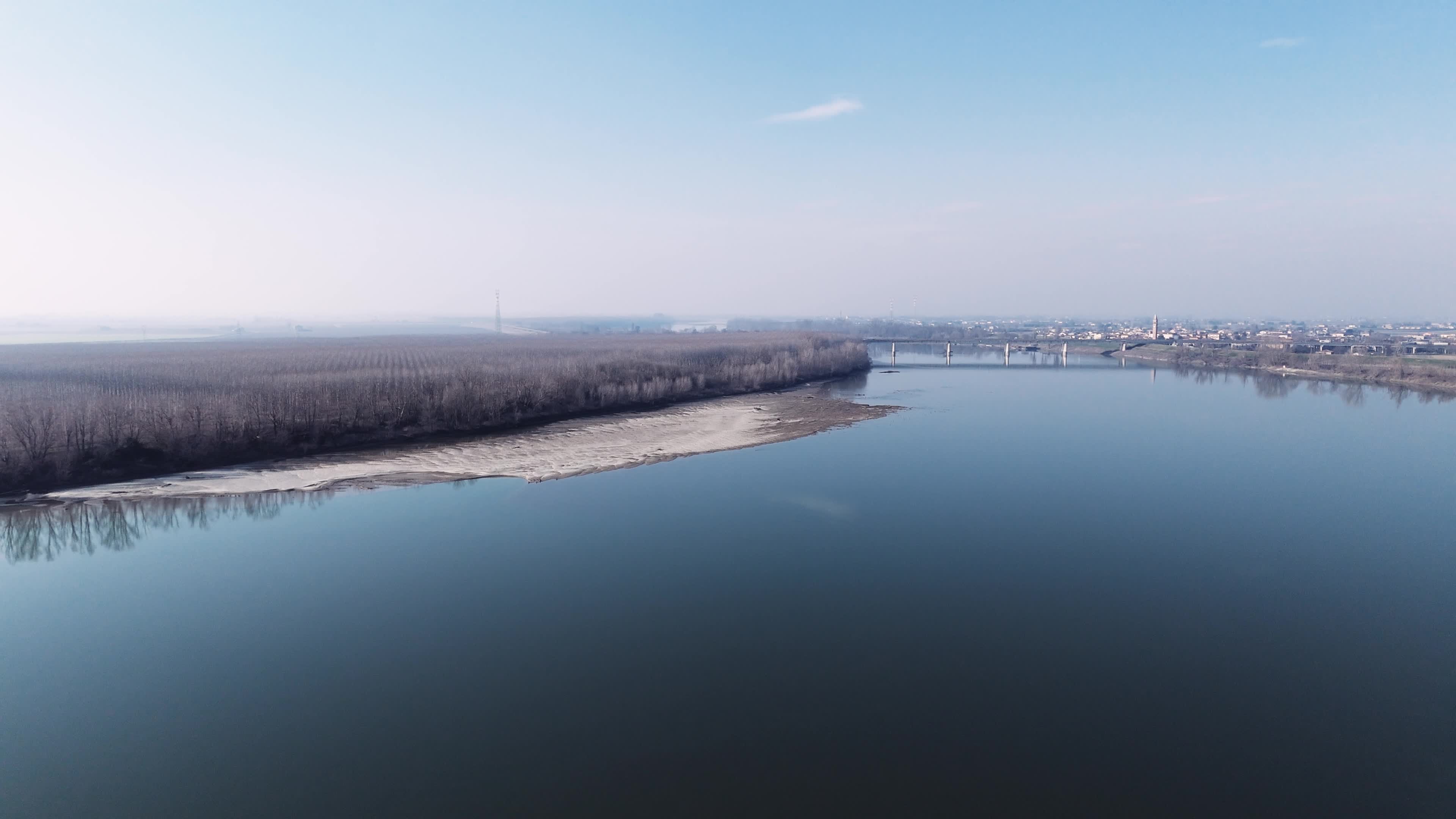Drone View Of Po River In Ferrara