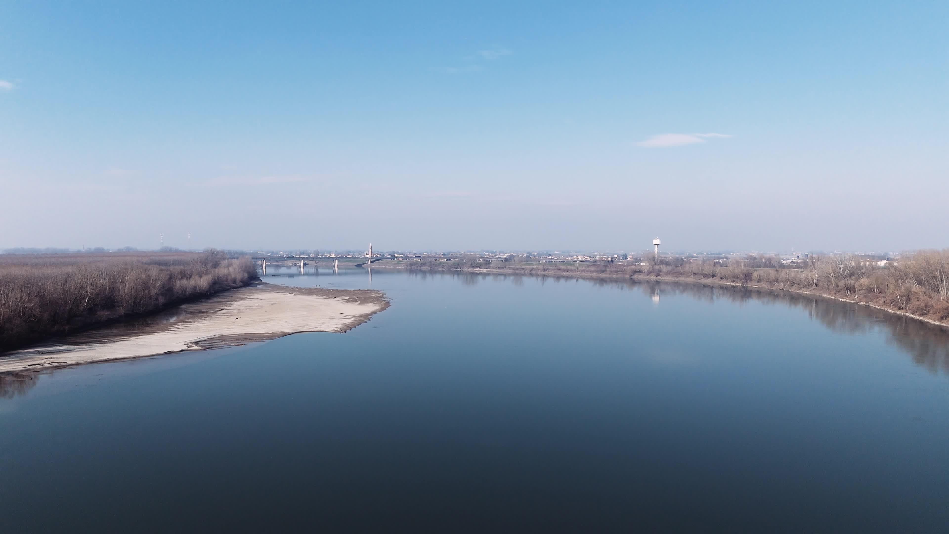 Drone View Of Po River In Ferrara