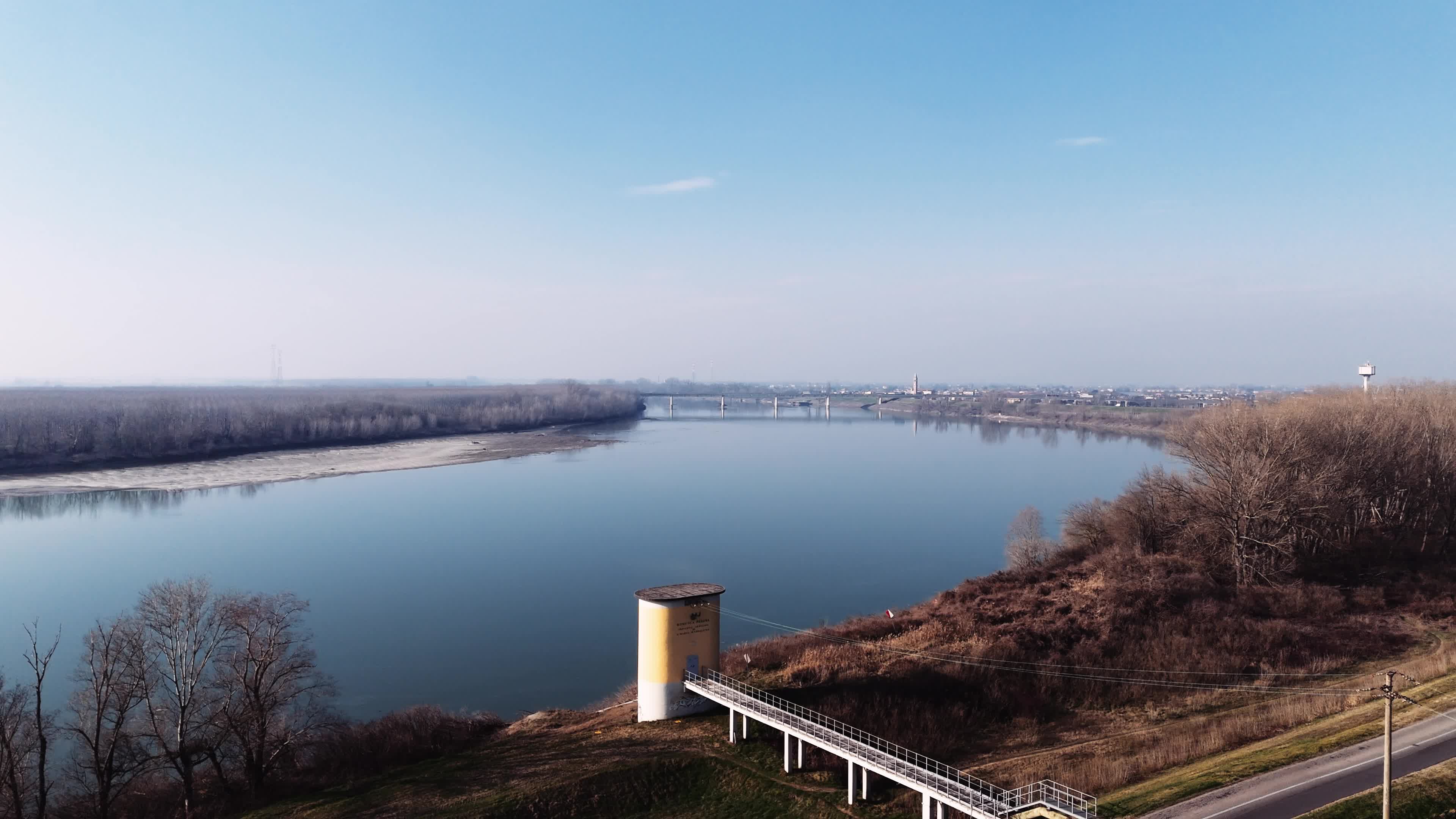 Drone View Of Po River In Ferrara