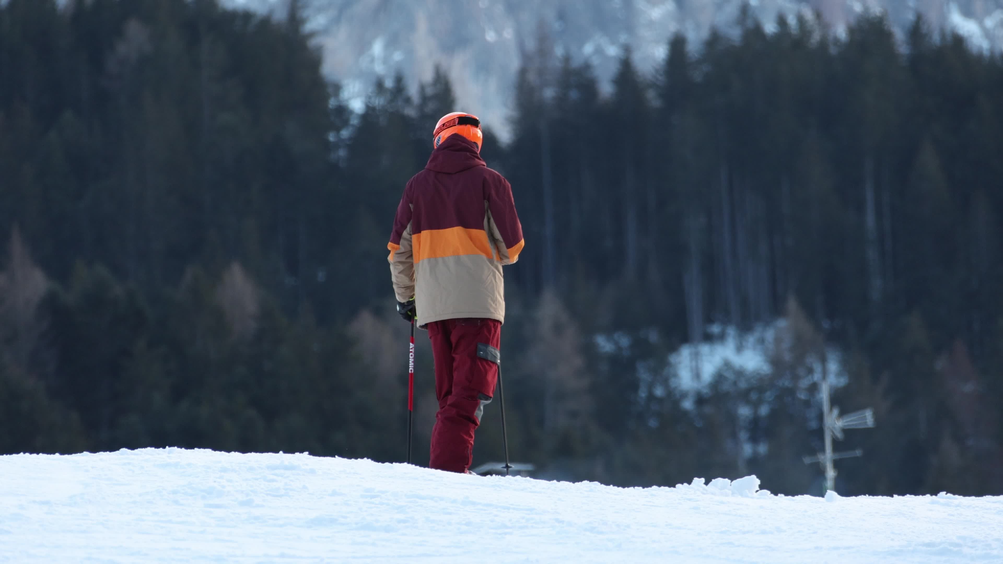 People skiing in Monte Elmo, Italian Dolomites