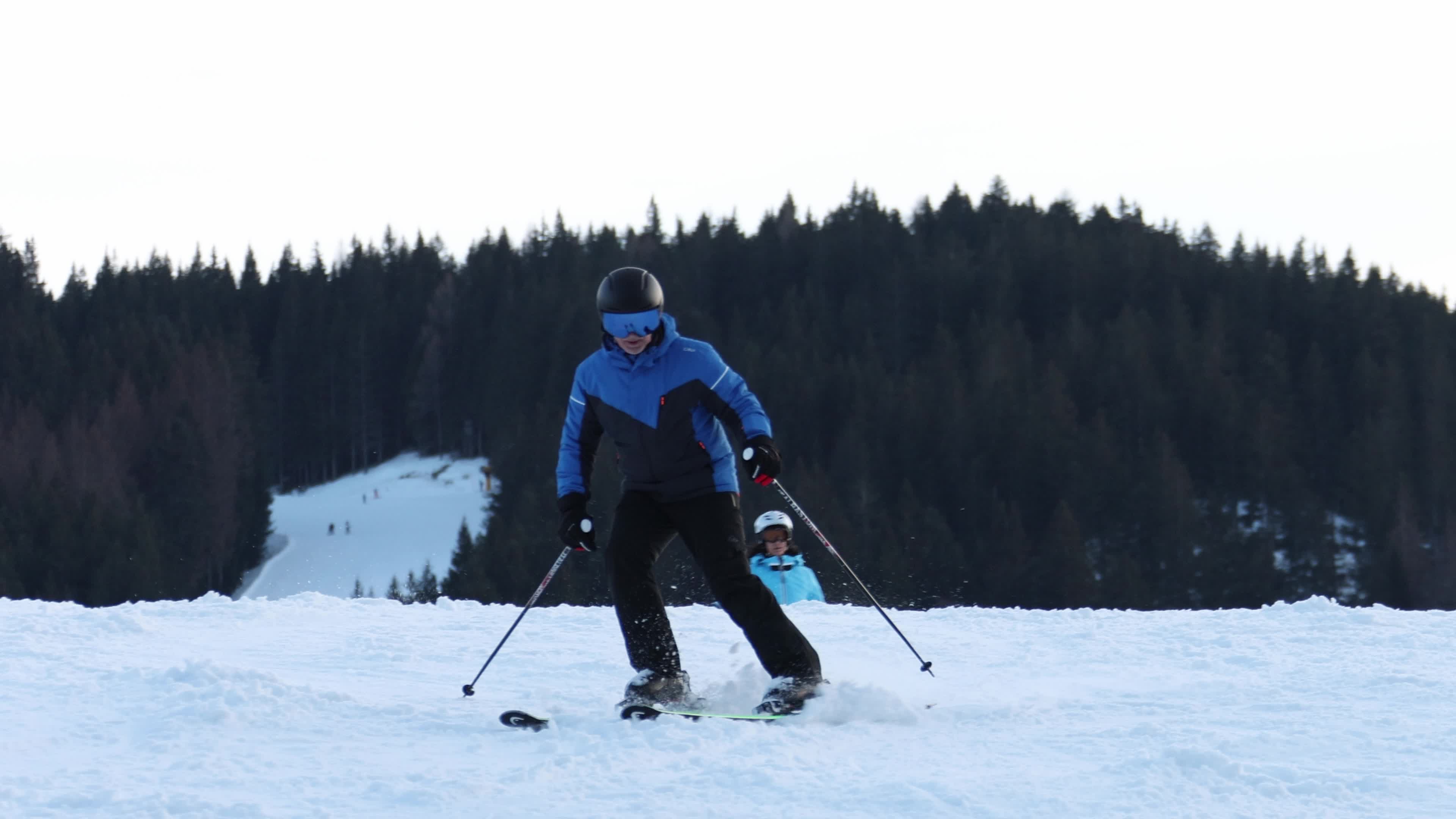 People skiing in Monte Elmo, Italian Dolomites