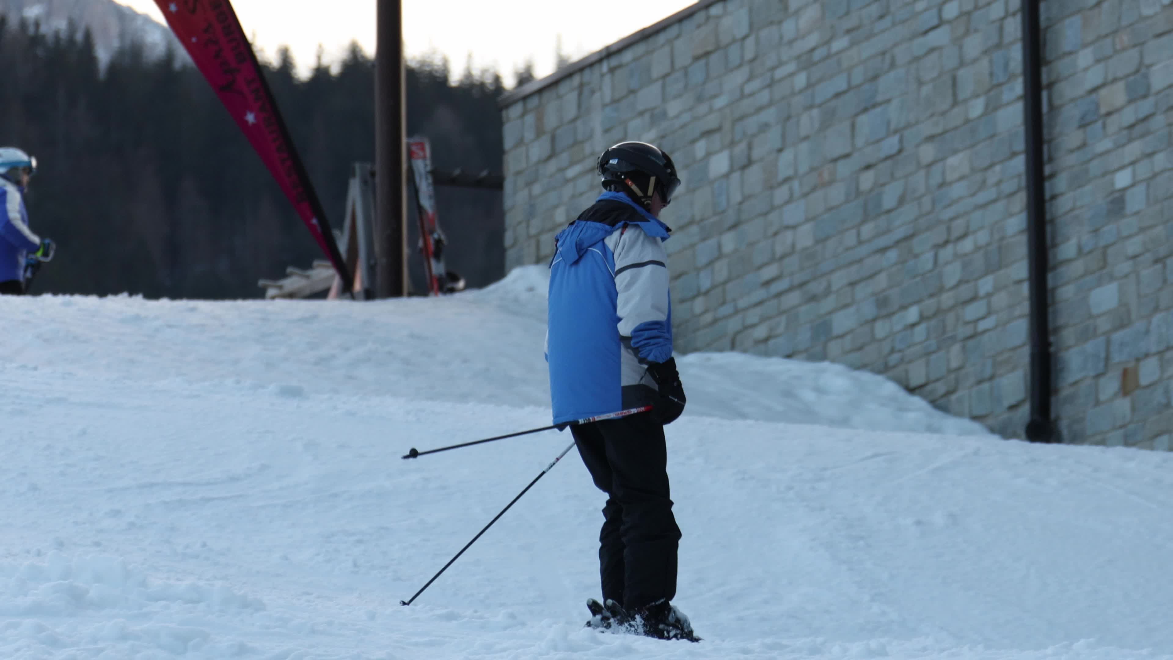 People skiing in Monte Elmo, Italian Dolomites
