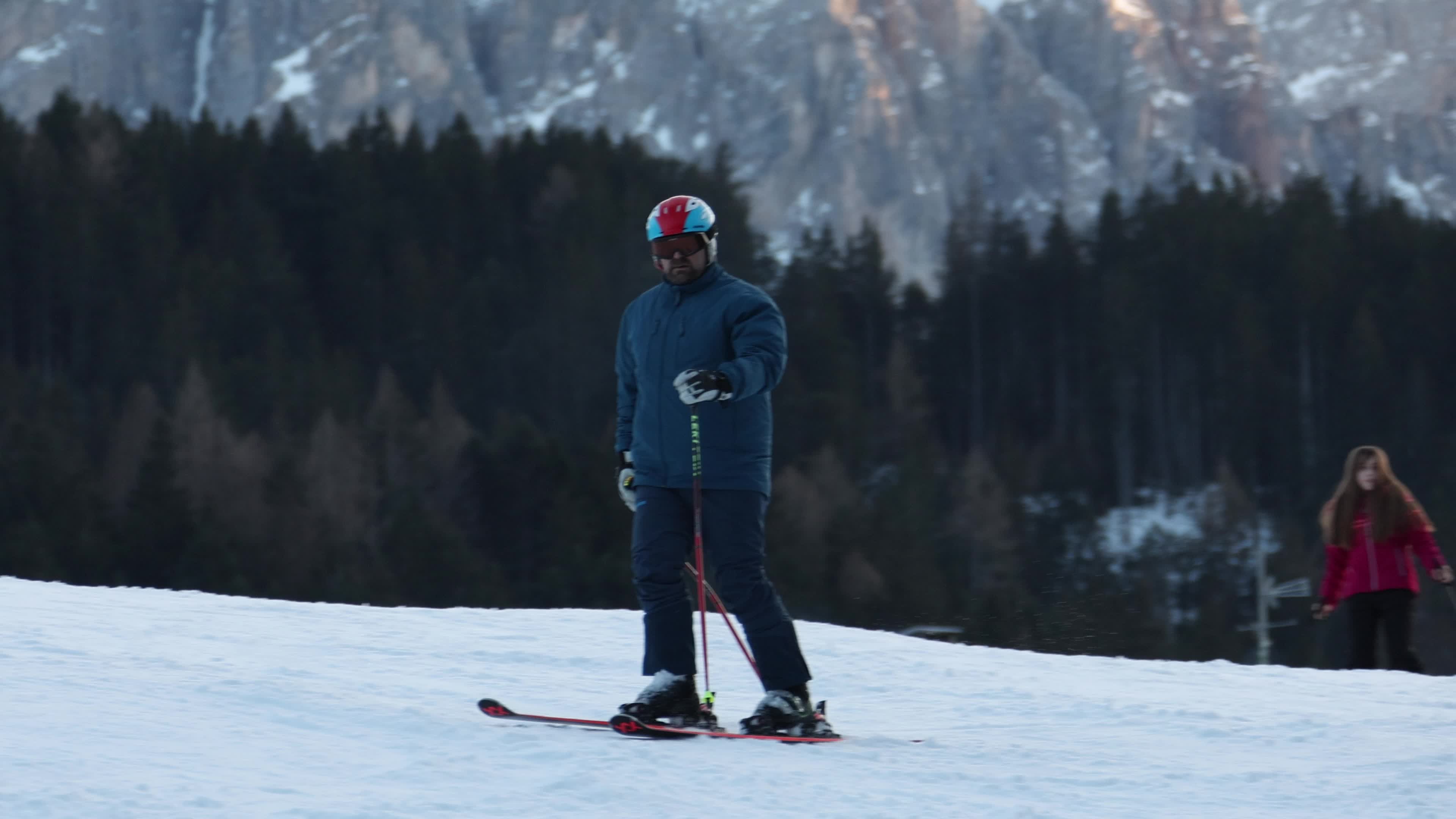 People skiing in Monte Elmo, Italian Dolomites