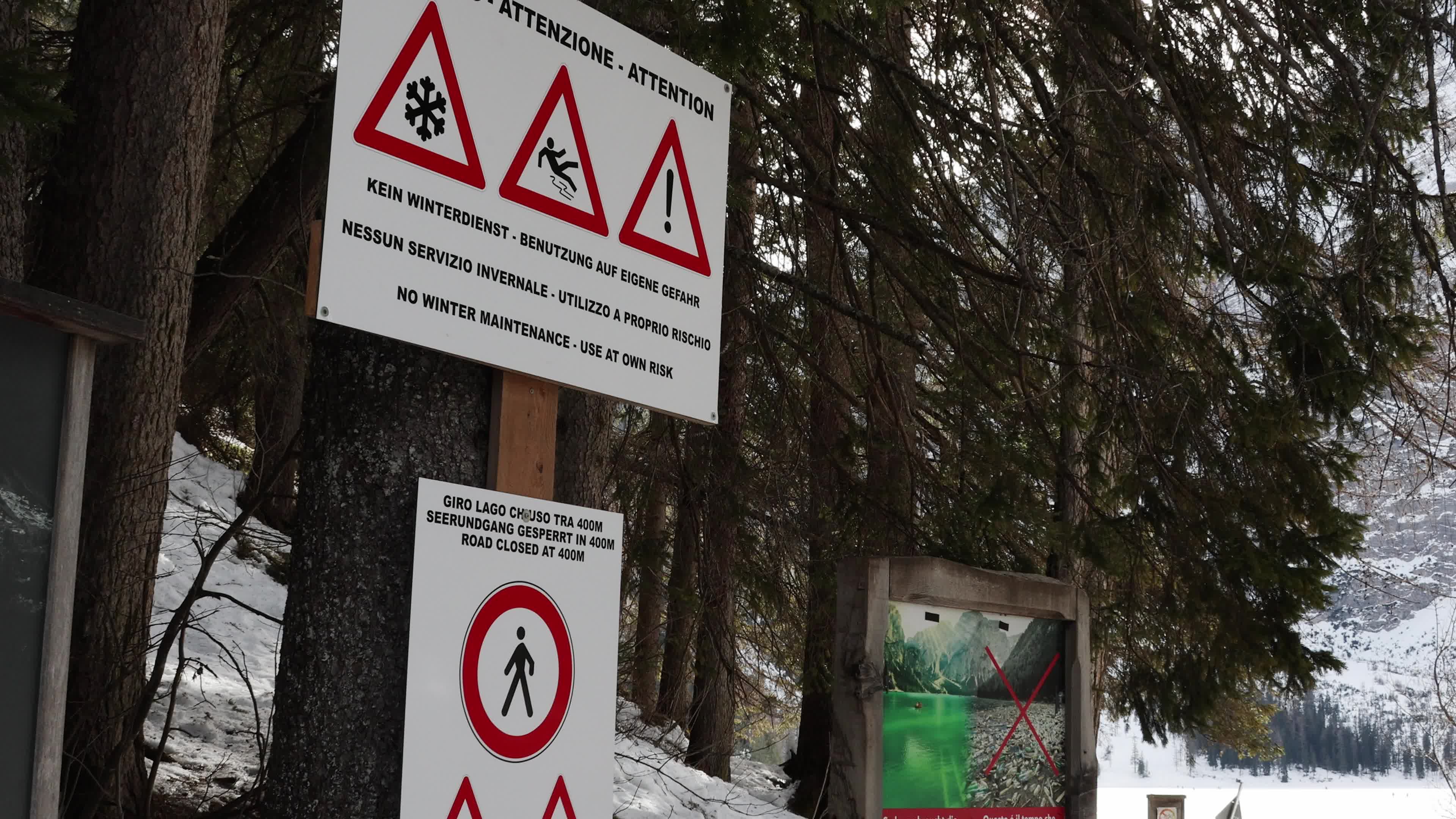 Lake Braies: Thin Ice Alerts Amid Mild Italian Winter