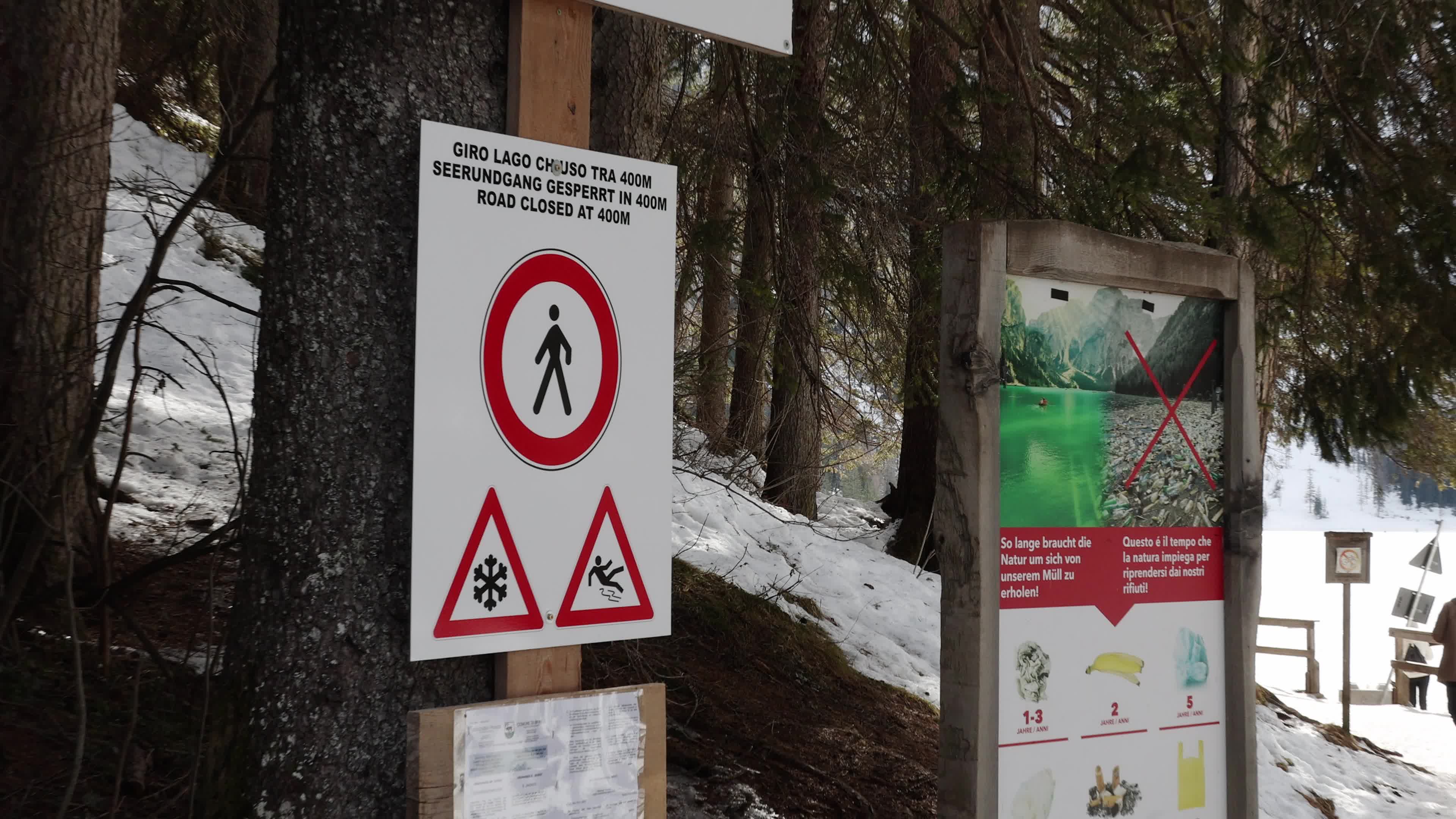 Lake Braies: Thin Ice Alerts Amid Mild Italian Winter