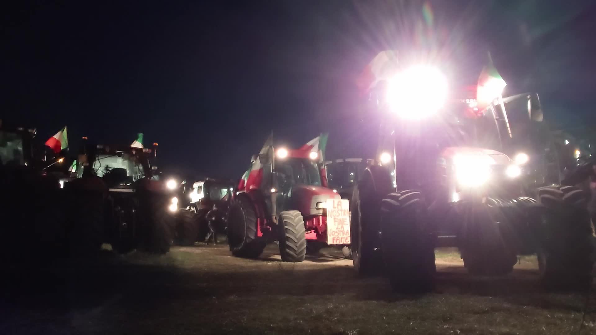 Protesting farmers gather at the outskirt of Rome