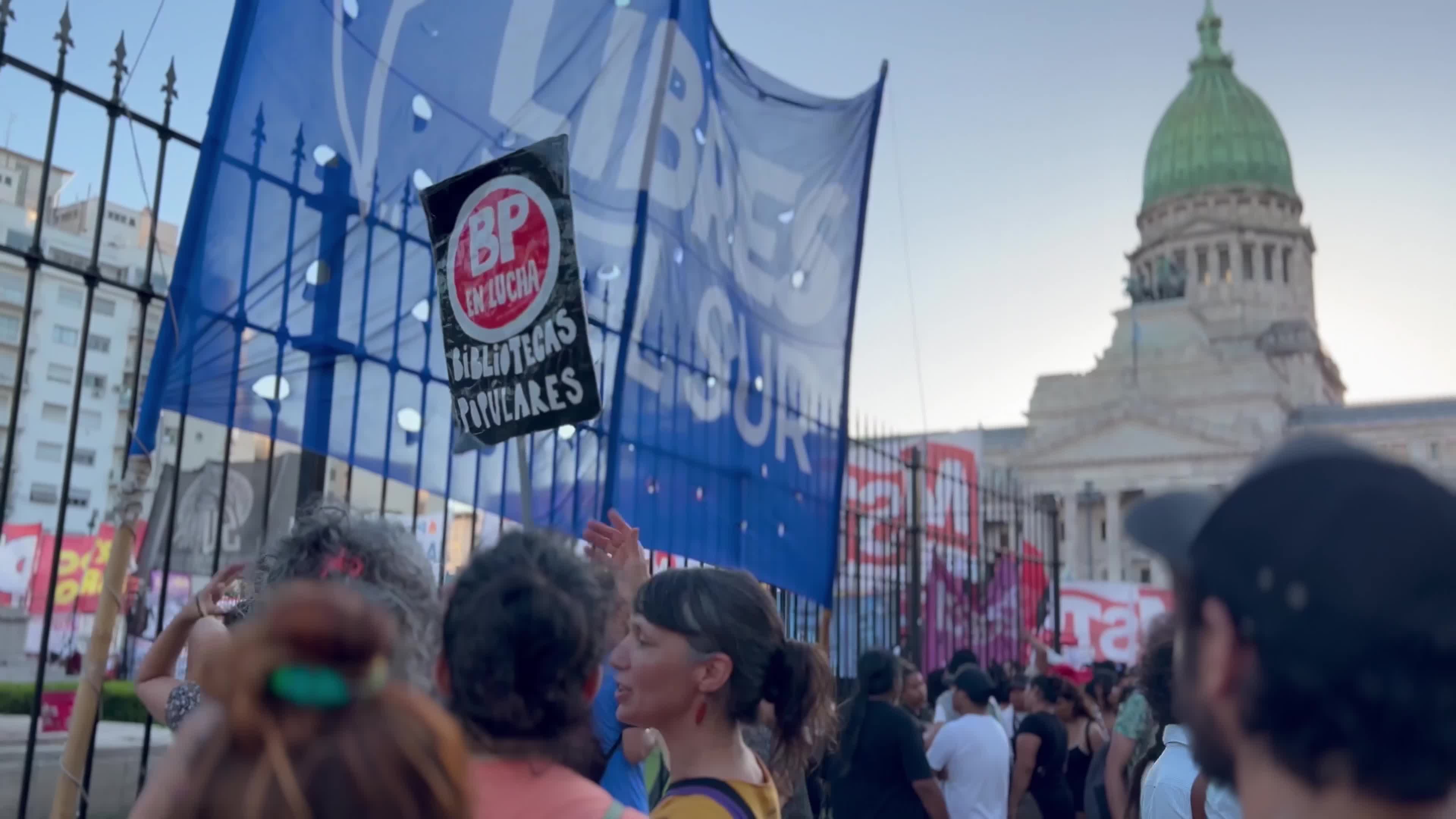 Protesters in front of Congress in Argentina
