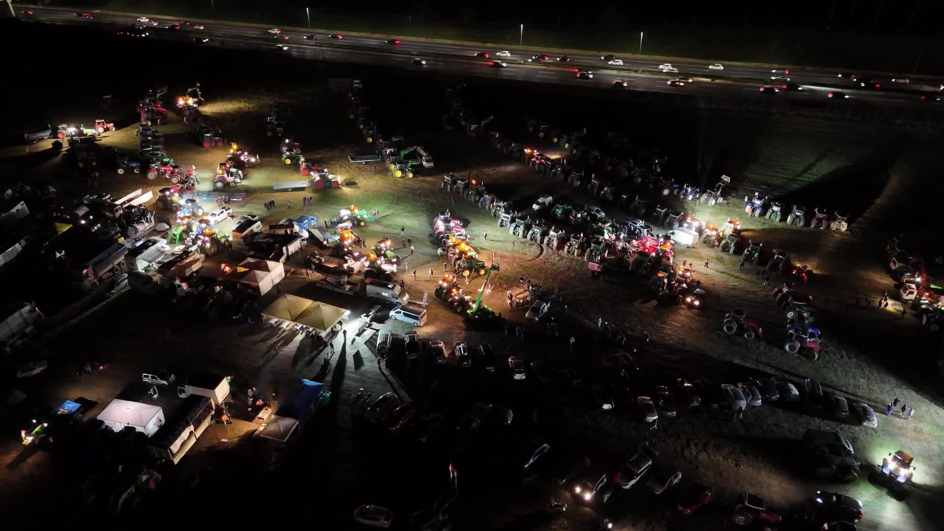 Protesting farmers gather at the outskirt of Rome