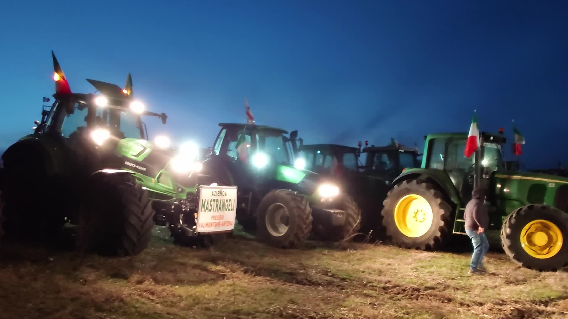 Protesting farmers gather at the outskirt of Rome