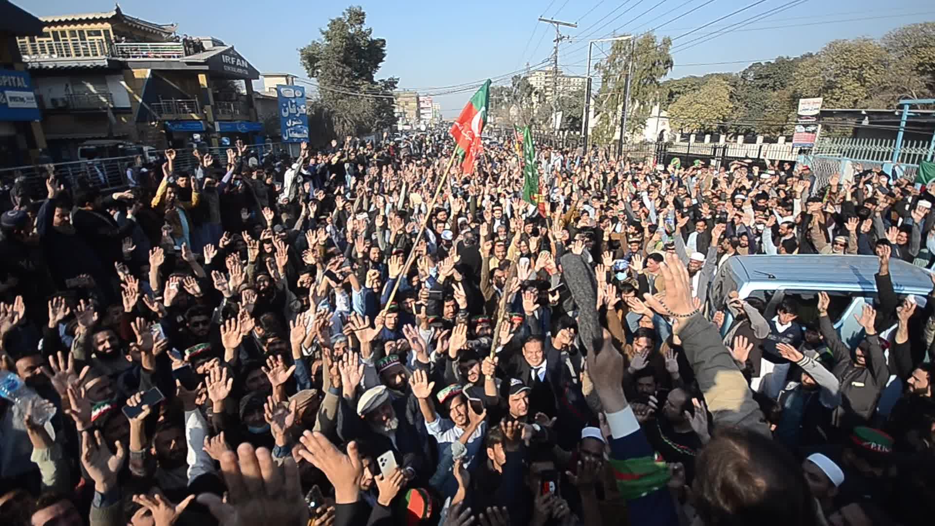 Supporters of Imran Khan's PTI party protest against alleged rigging in general elections 