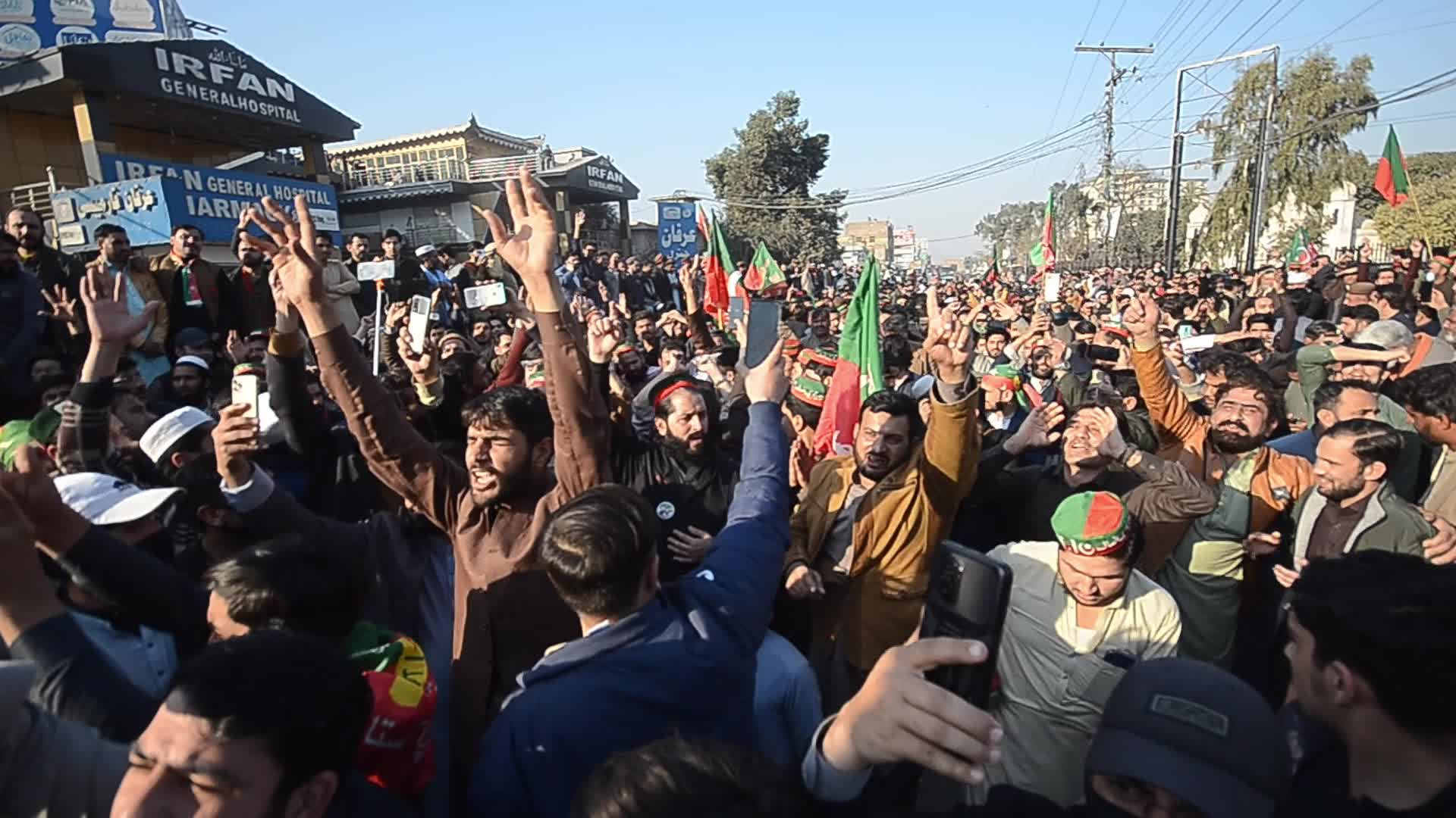 Supporters of Imran Khan's PTI party protest against alleged rigging in general elections 