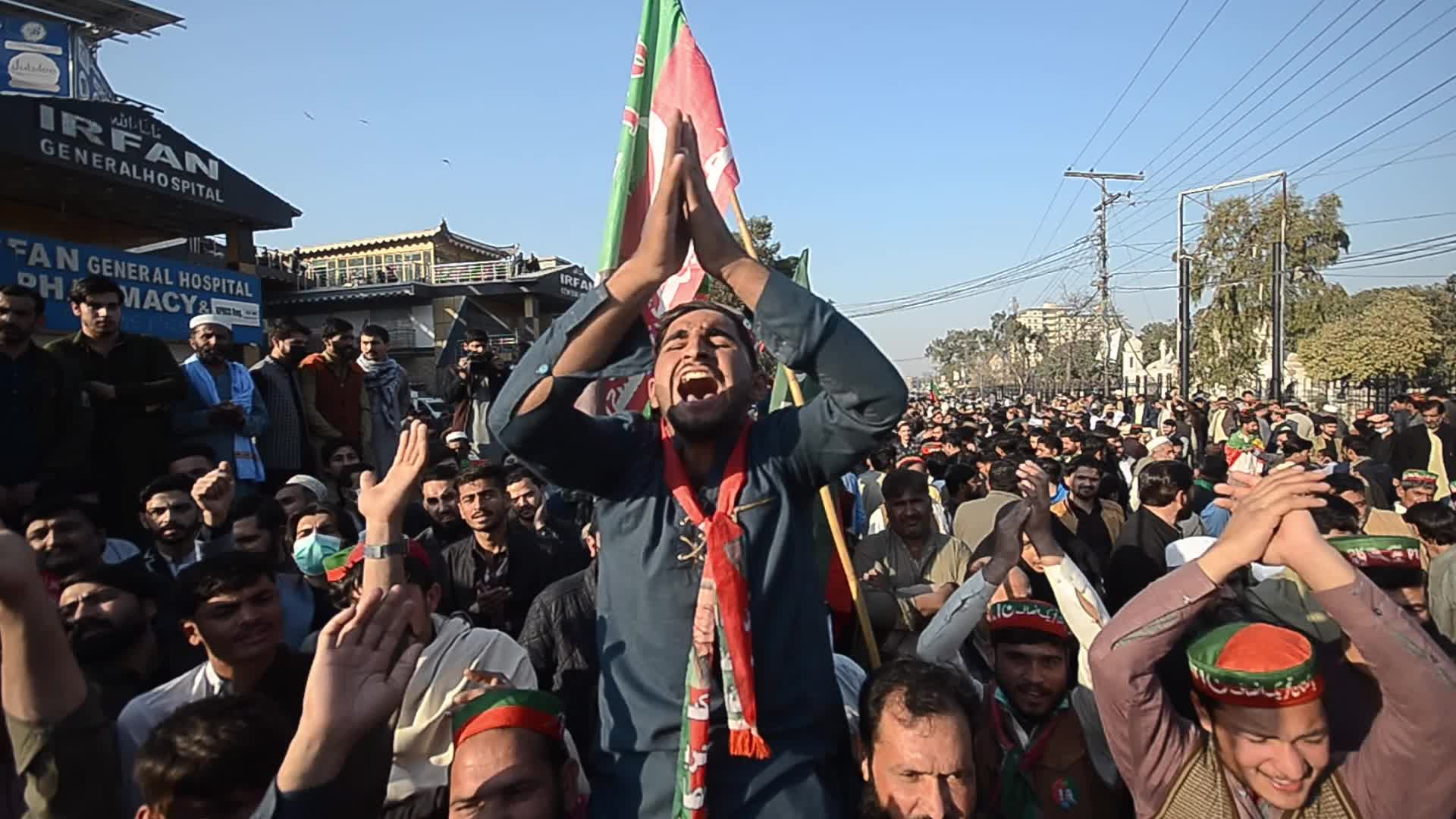 Supporters of Imran Khan's PTI party protest against alleged rigging in general elections 