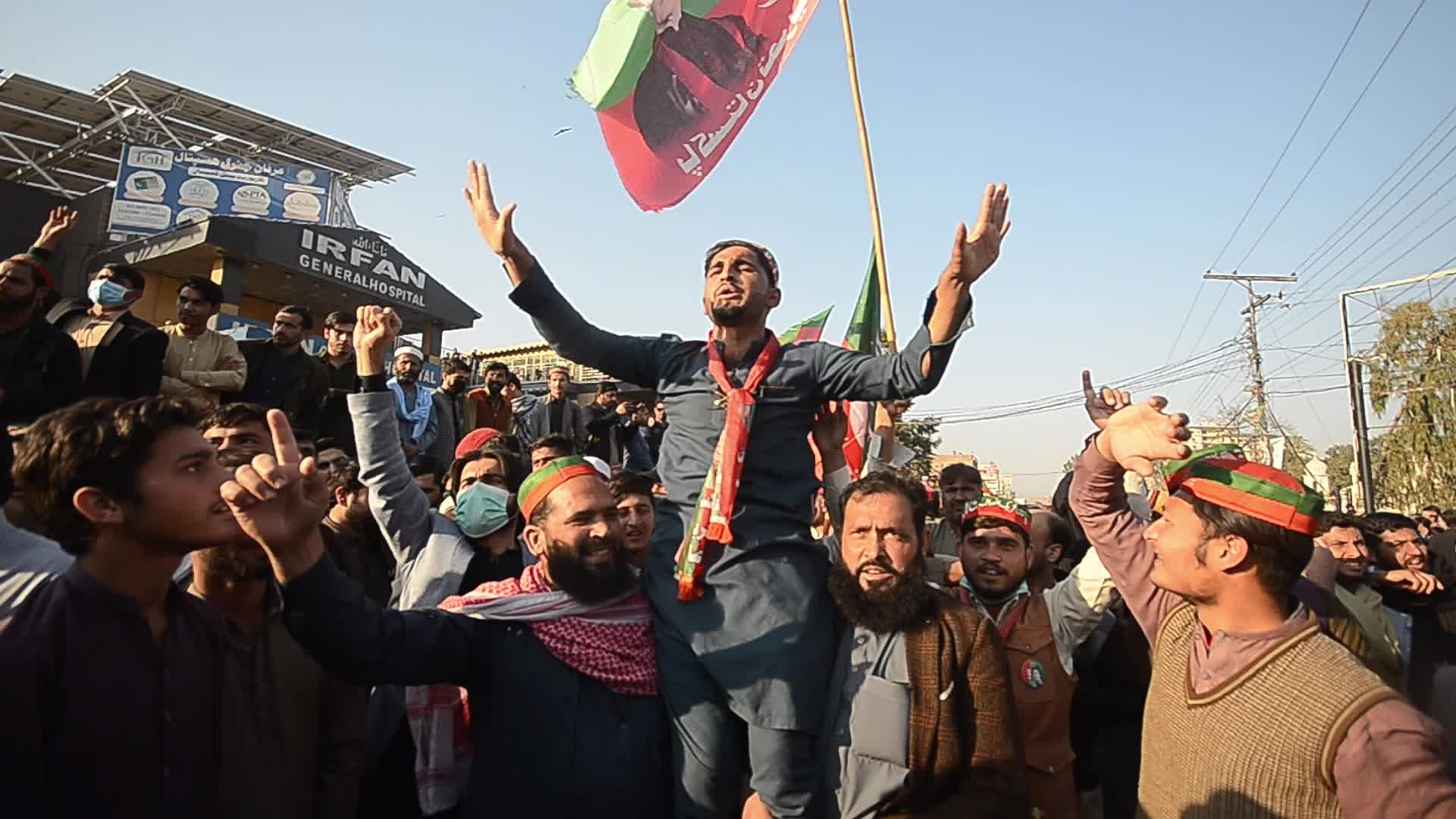Supporters of Imran Khan's PTI party protest against alleged rigging in general elections 