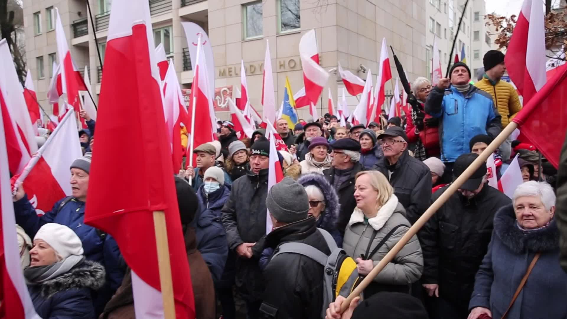 Anti-government protest in Warsaw, Poland