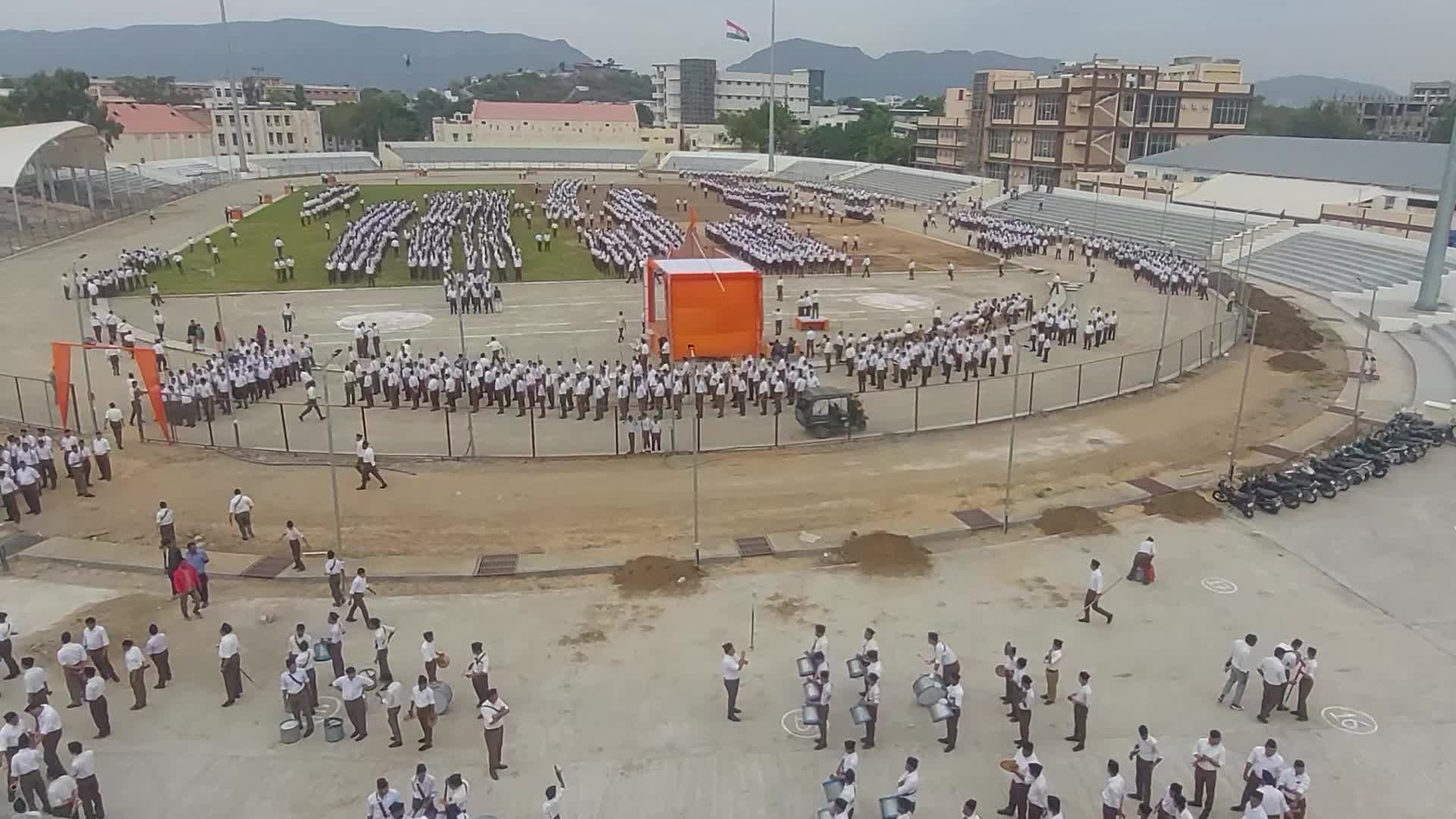 Members of the Rashtriya Swayamsevak Sangh (RSS), a Hindu nationalist organisation, take part in a route-march in Ajmer 