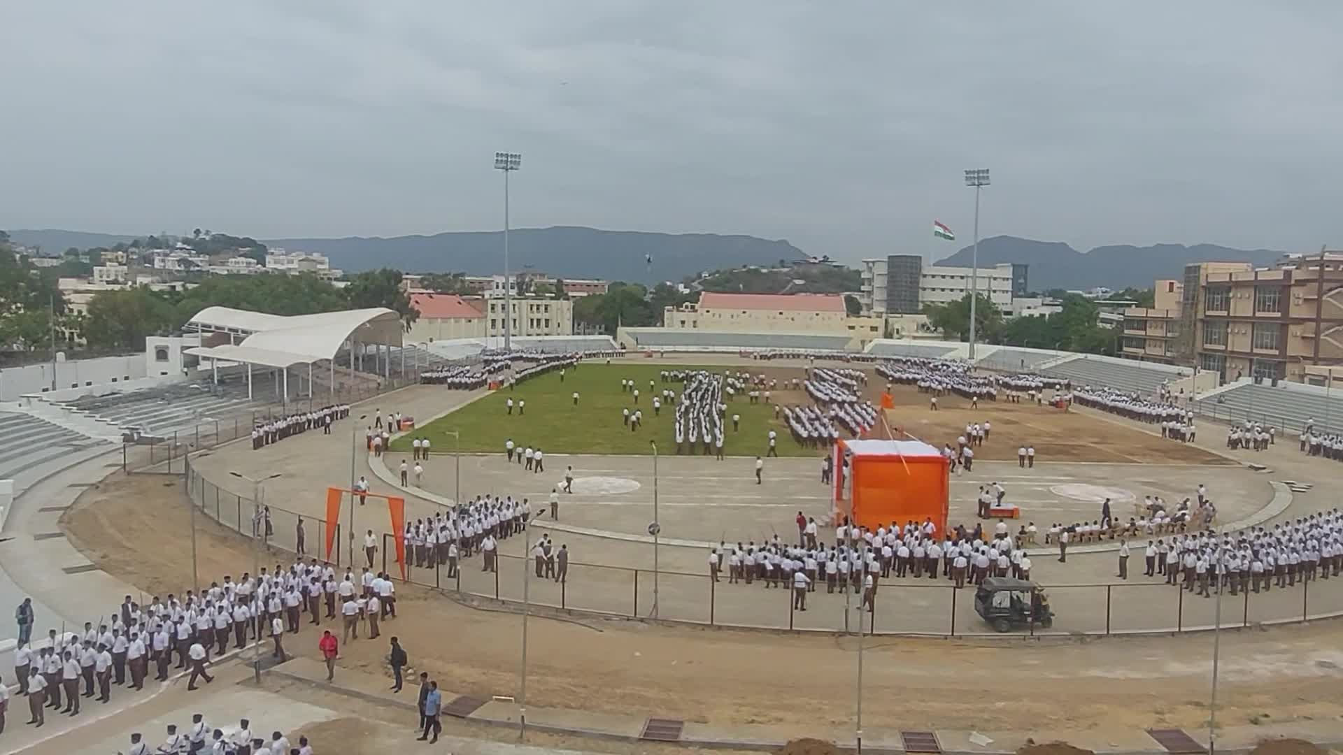Members of the Rashtriya Swayamsevak Sangh (RSS), a Hindu nationalist organisation, take part in a route-march in Ajmer 