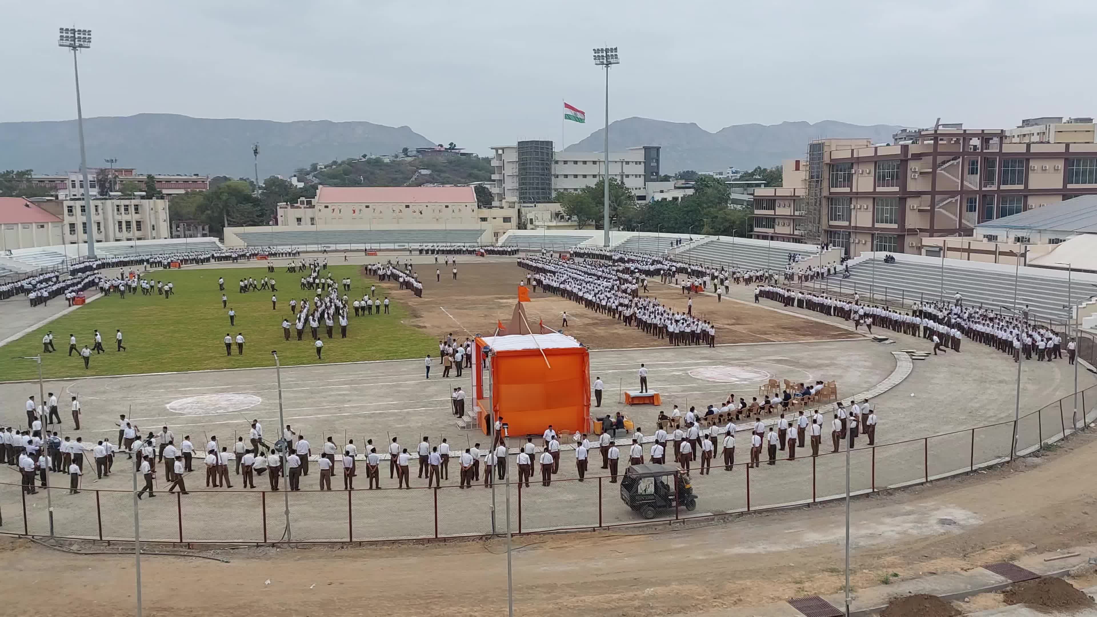 Members of the Rashtriya Swayamsevak Sangh (RSS), a Hindu nationalist organisation, take part in a route-march in Ajmer 
