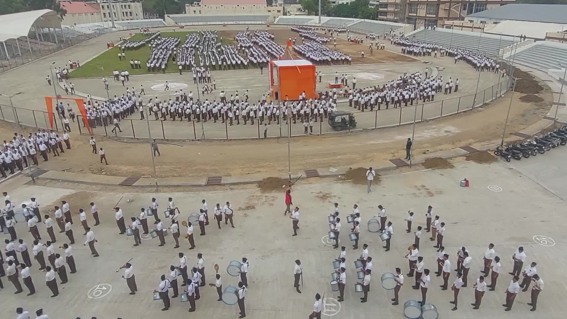 Members of the Rashtriya Swayamsevak Sangh (RSS), a Hindu nationalist organisation, take part in a route-march in Ajmer 
