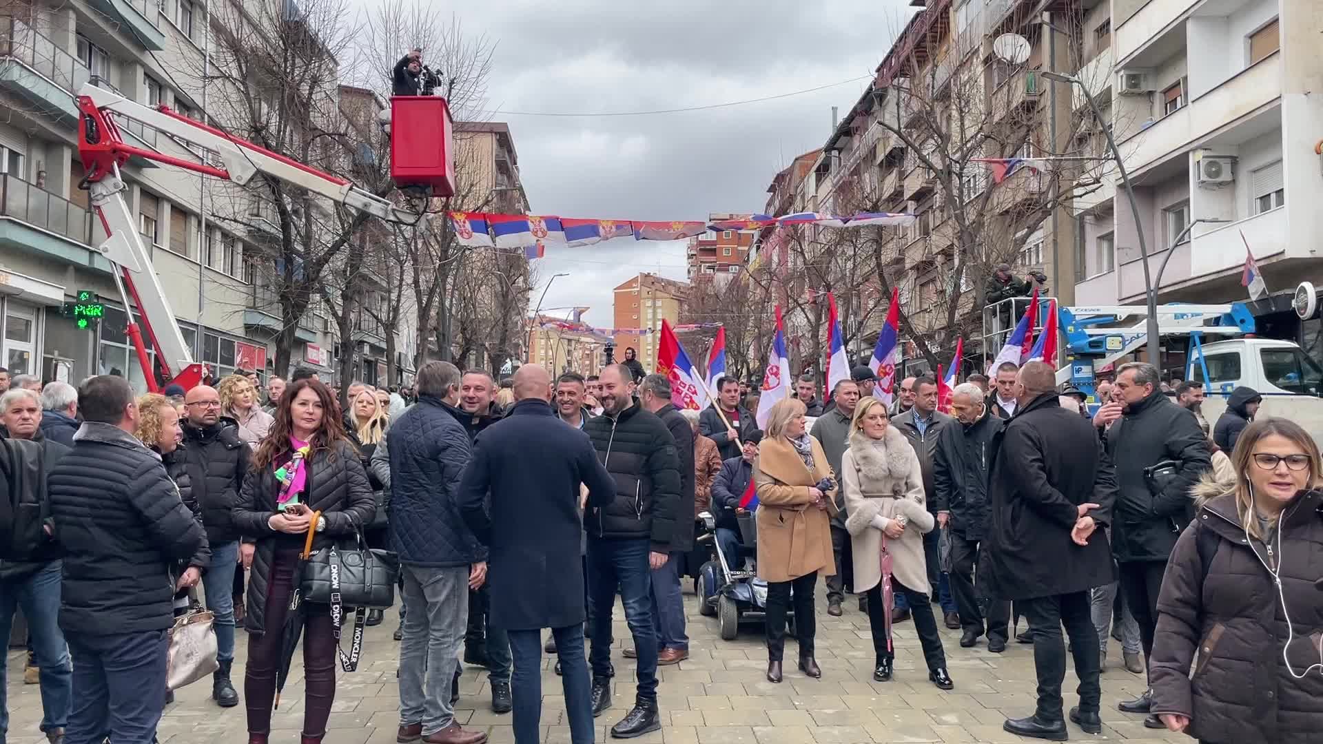 North Mitrovica, Kosovo - Demonstration against the ban of Serbian Dinar 