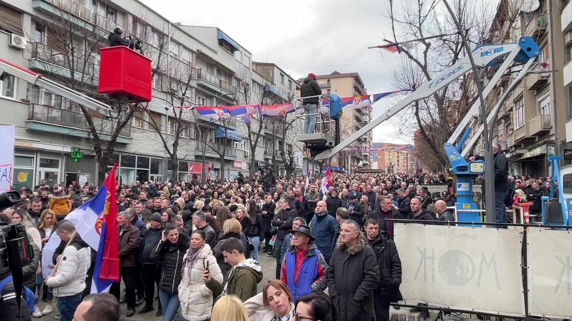 North Mitrovica, Kosovo - Demonstration against the ban of Serbian Dinar 