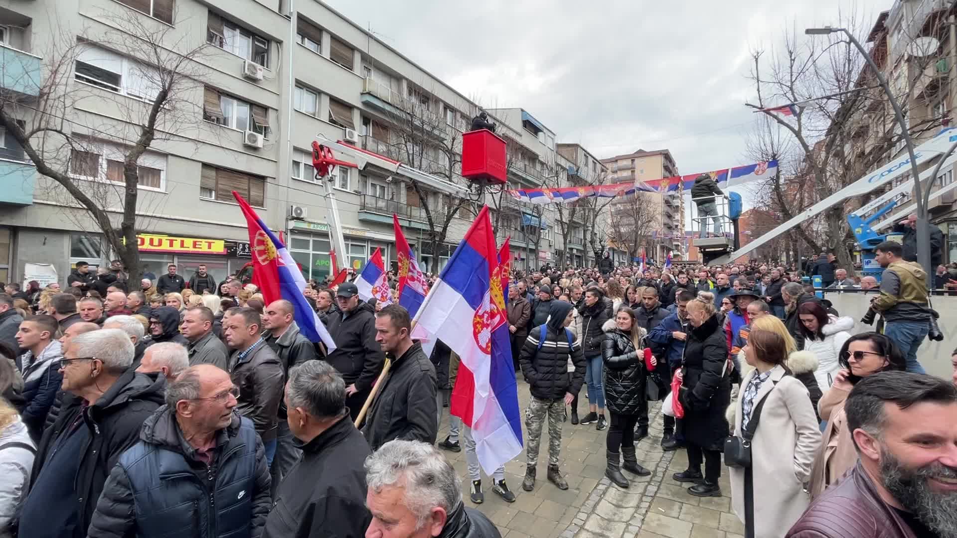 North Mitrovica, Kosovo - Demonstration against the ban of Serbian Dinar 