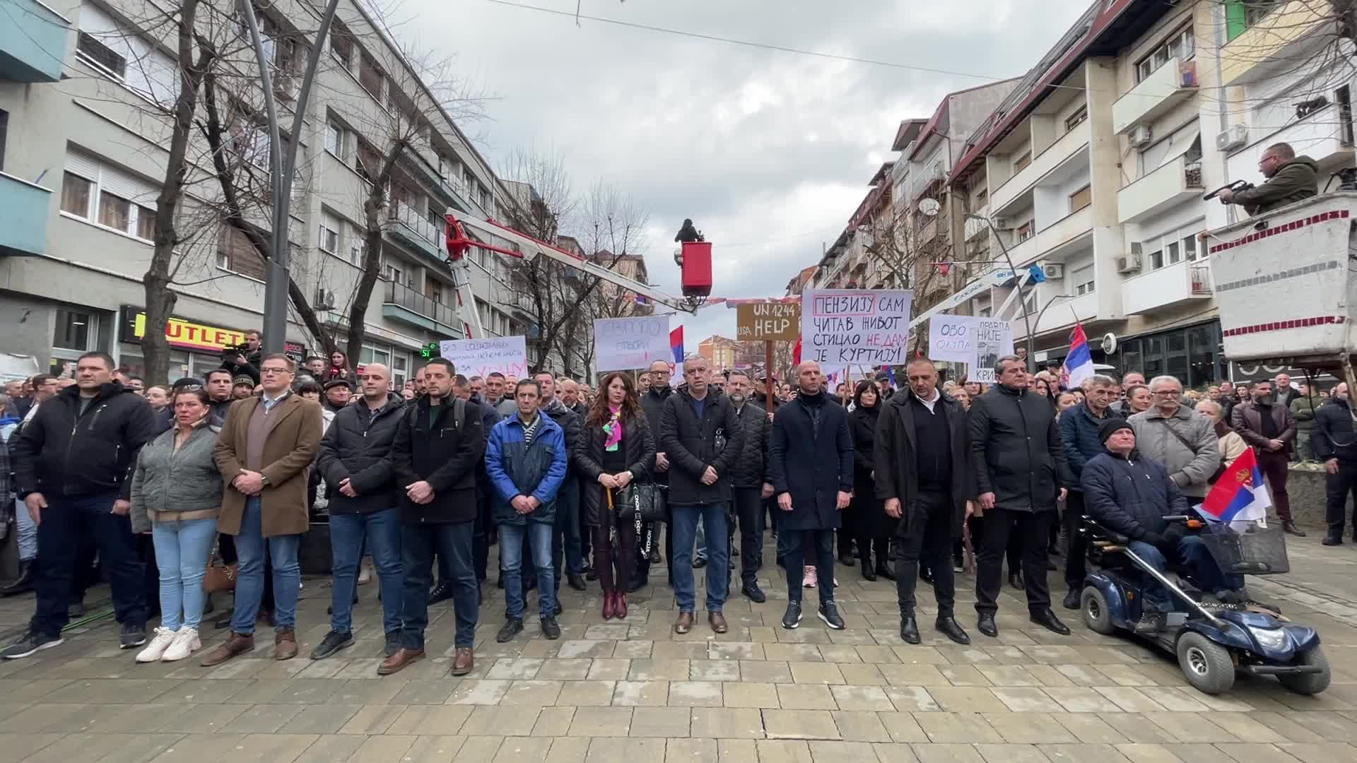 North Mitrovica, Kosovo - Demonstration against the ban of Serbian Dinar 