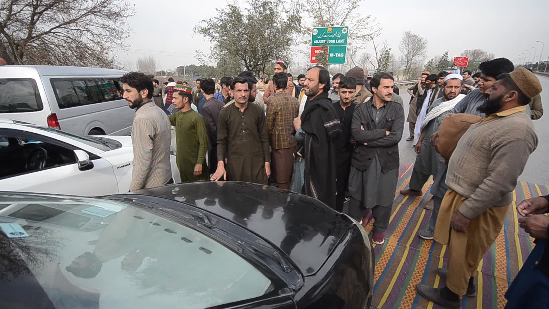 Supporters of PTI party protest against alleged rigging in general elections in Peshawar