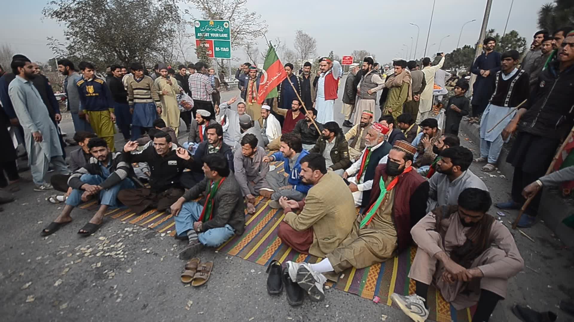 Supporters of PTI party protest against alleged rigging in general elections in Peshawar