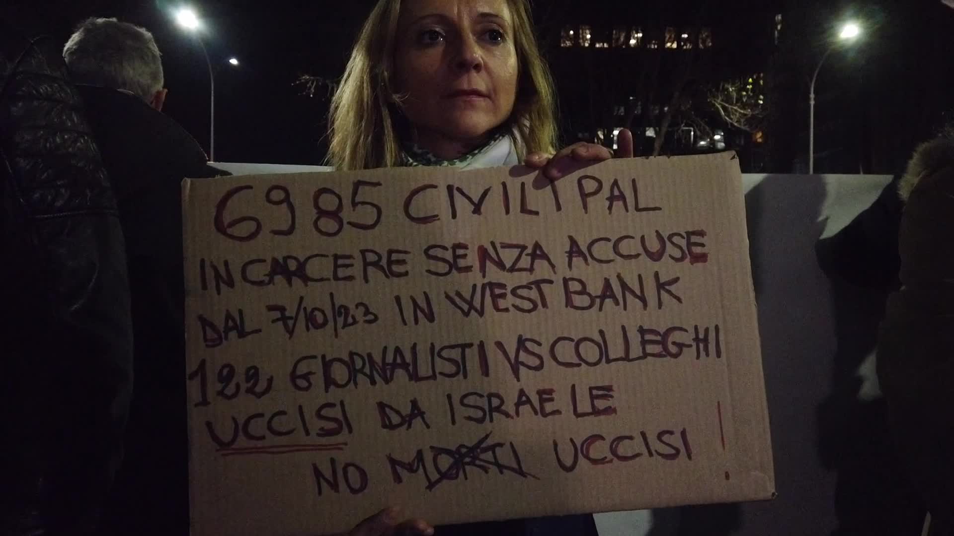 Pro-Palestine demonstration in front of the headquarters of the newspaper la Repubblica