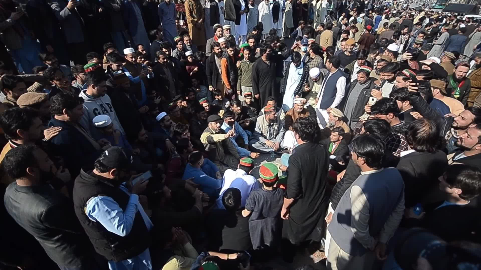 Supporters of Imran Khan's PTI party protest against alleged rigging in general elections in Peshawar 