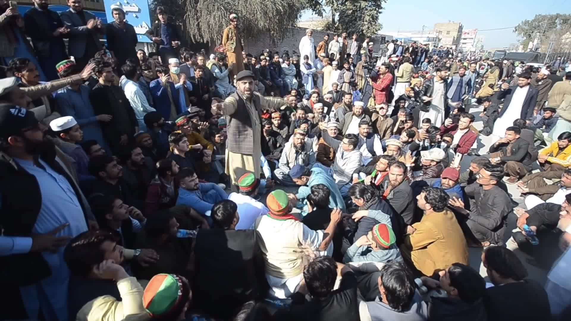 Supporters of Imran Khan's PTI party protest against alleged rigging in general elections in Peshawar 