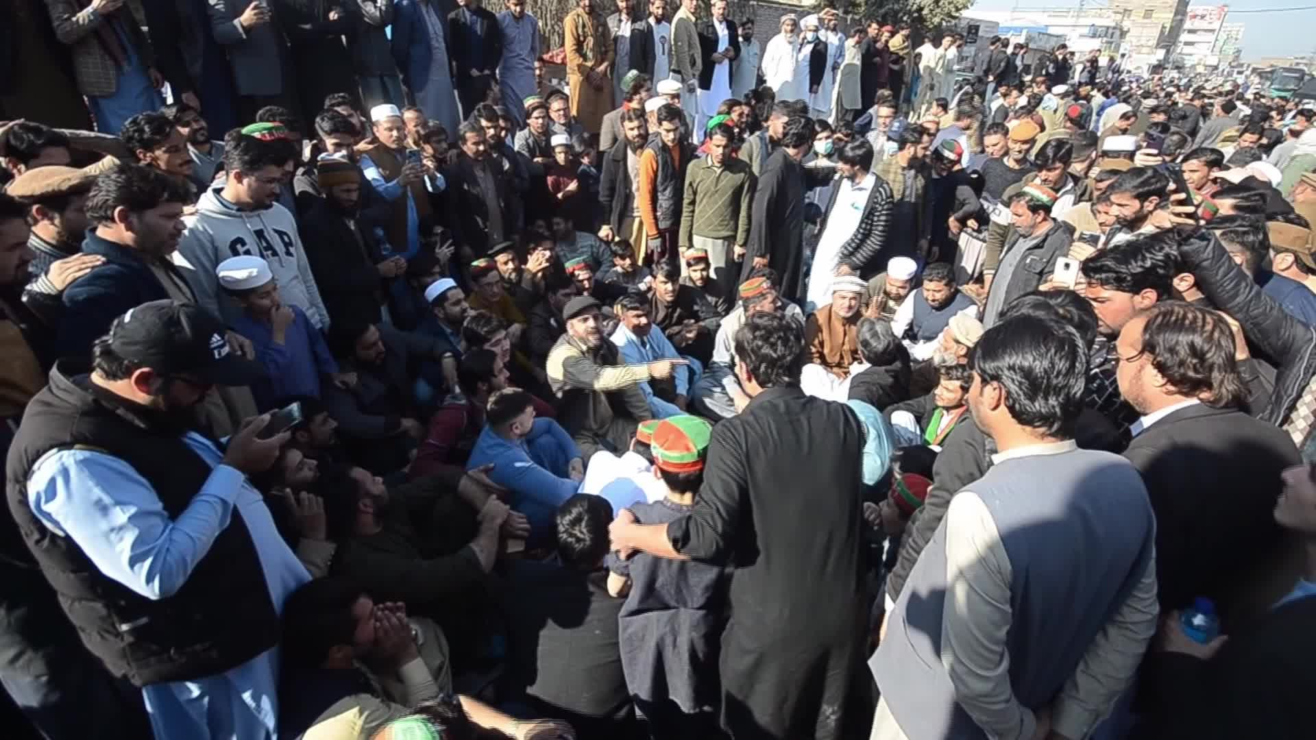 Supporters of Imran Khan's PTI party protest against alleged rigging in general elections in Peshawar 
