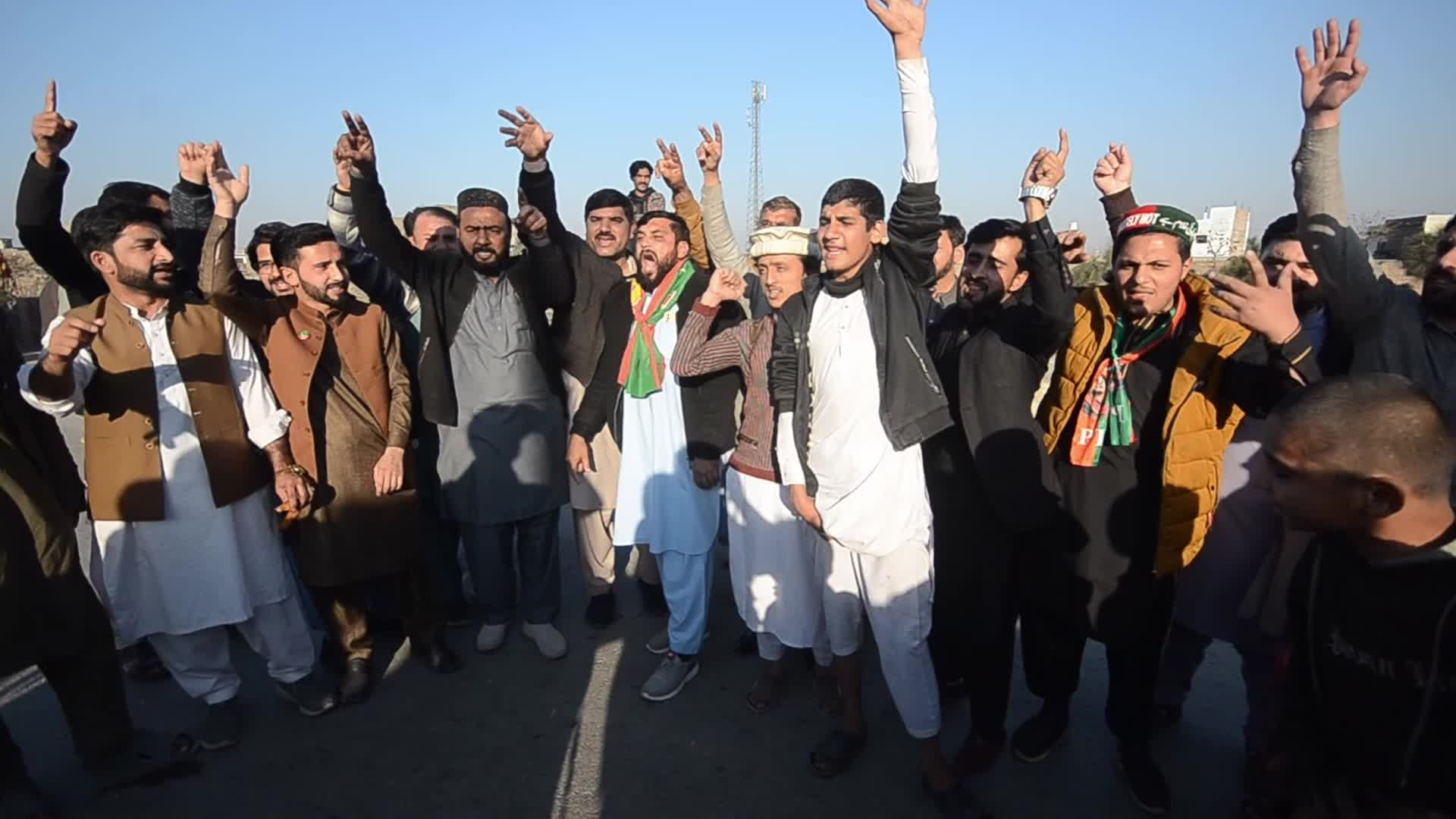 Supporters of Imran Khan's PTI party protest against alleged rigging in general elections in Peshawar 