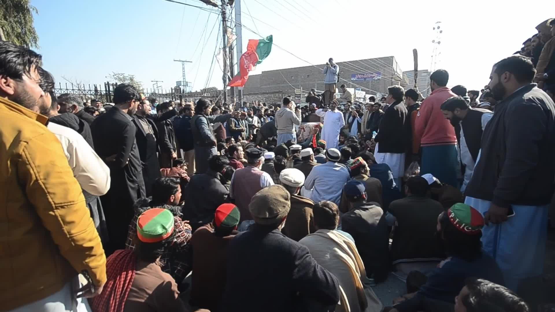 Supporters of Imran Khan's PTI party protest against alleged rigging in general elections in Peshawar 