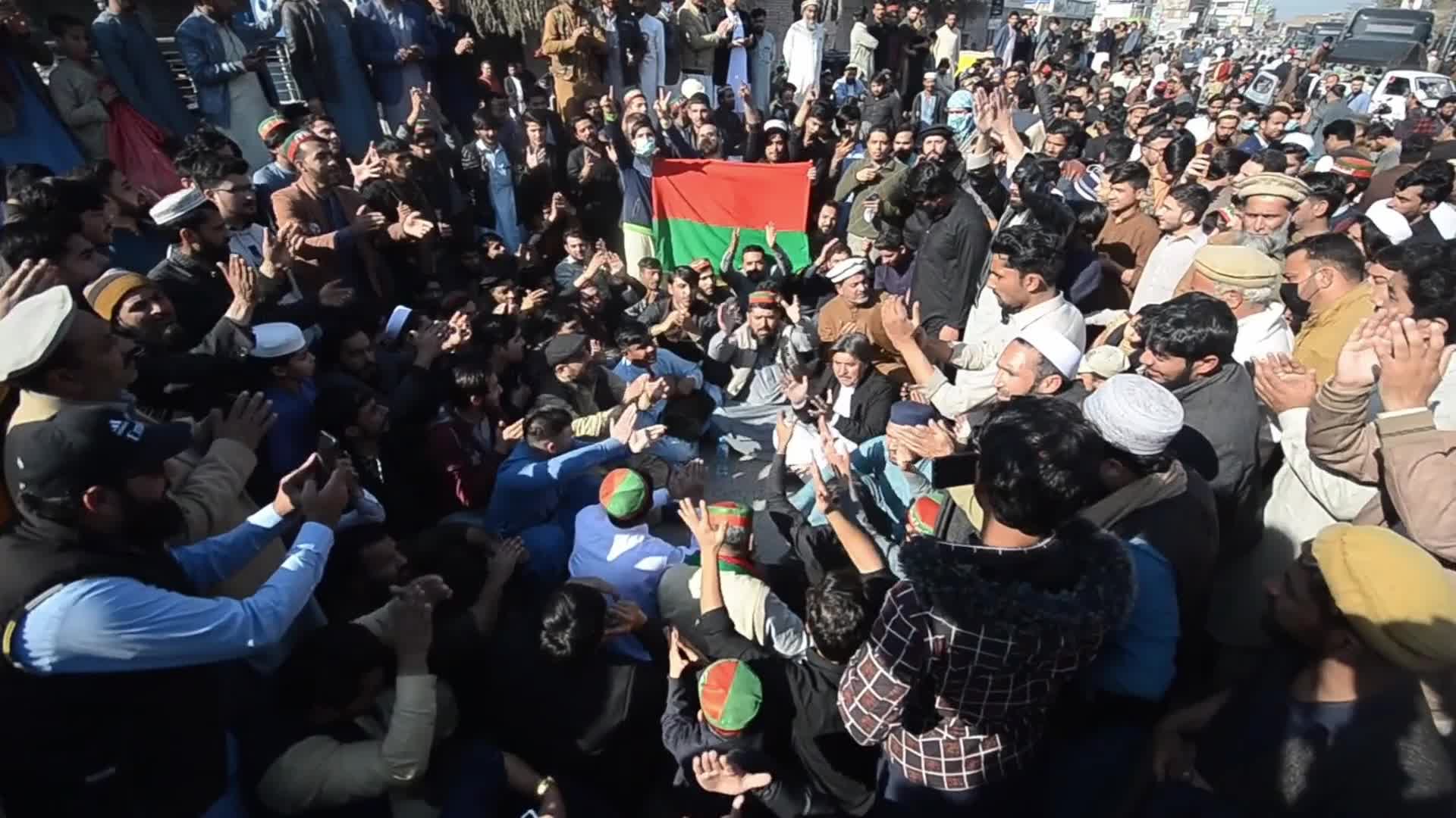 Supporters of Imran Khan's PTI party protest against alleged rigging in general elections in Peshawar 