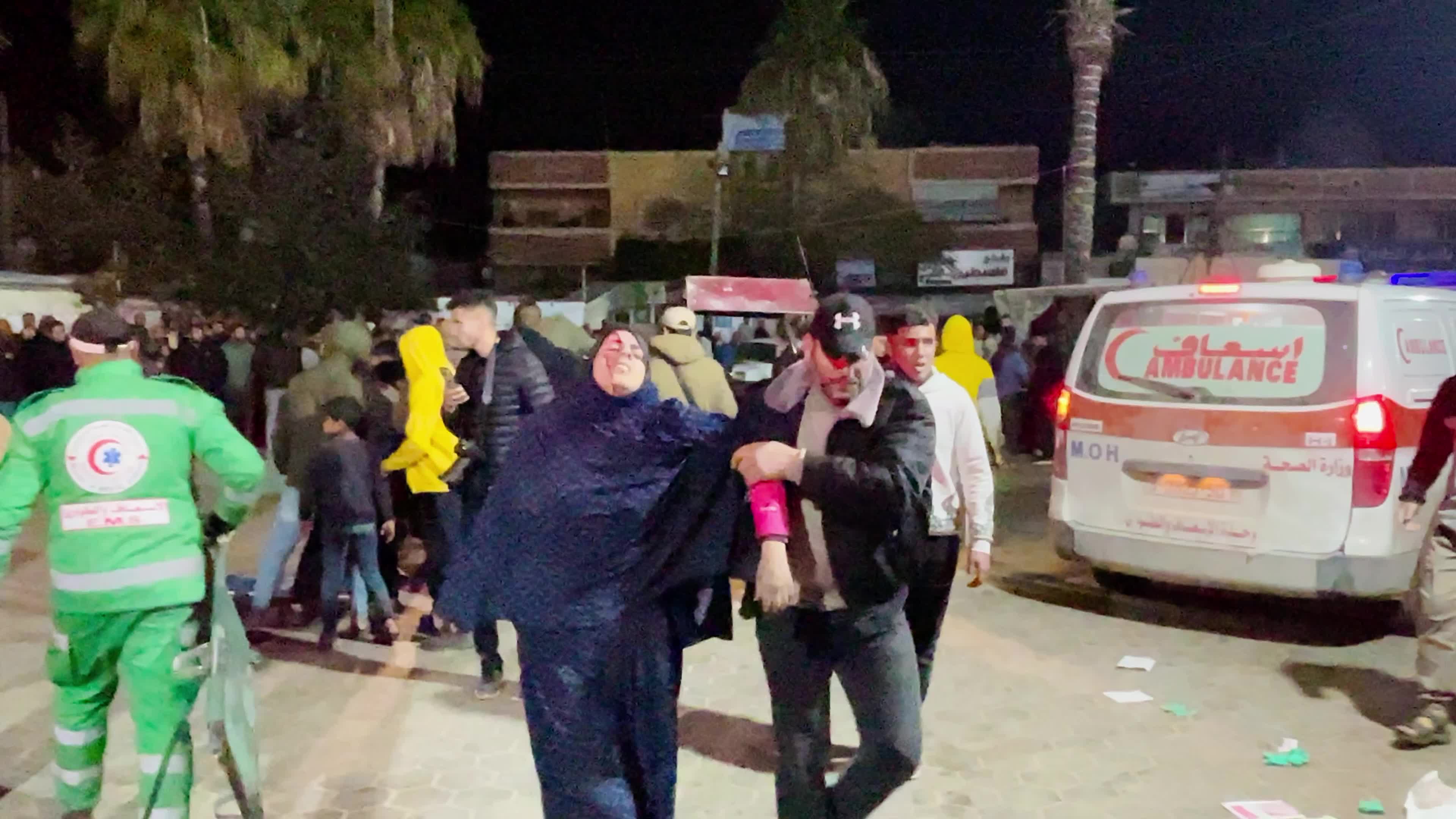 Palestinians Rush Injured to Hospital Amid Ongoing Conflict with Hamas