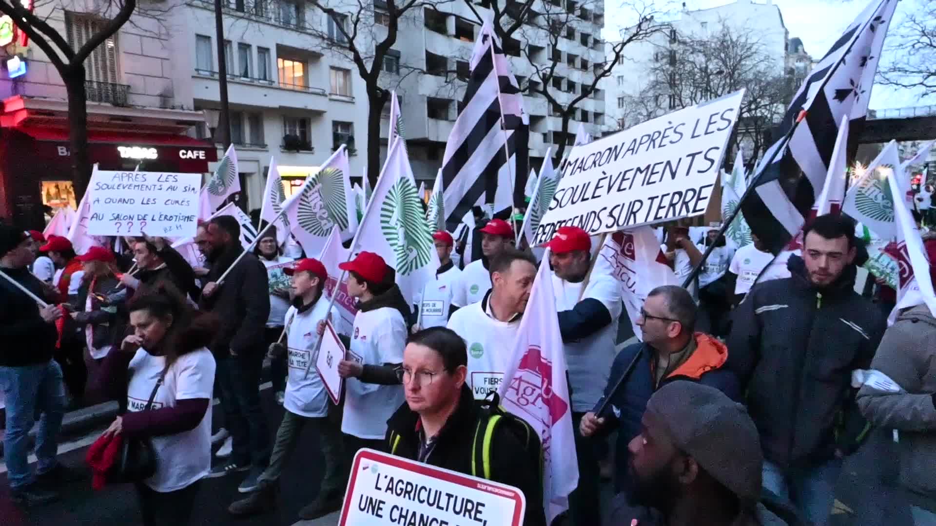 Angry French Farmers Storm Into Agriculture Fair In Paris, France