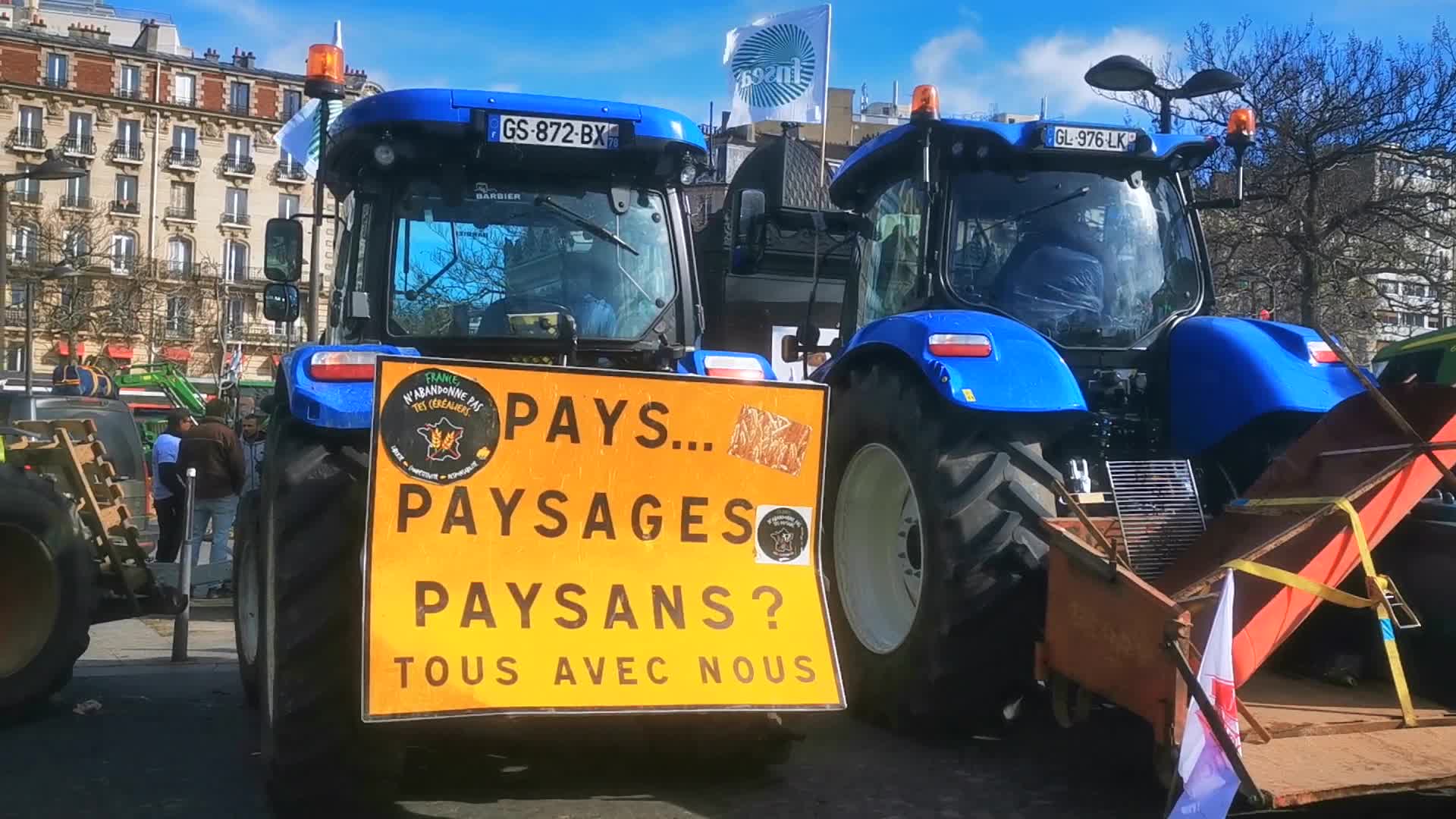 Protest agains Emmanuel Macron's visit during 60th International Agriculture Fair 