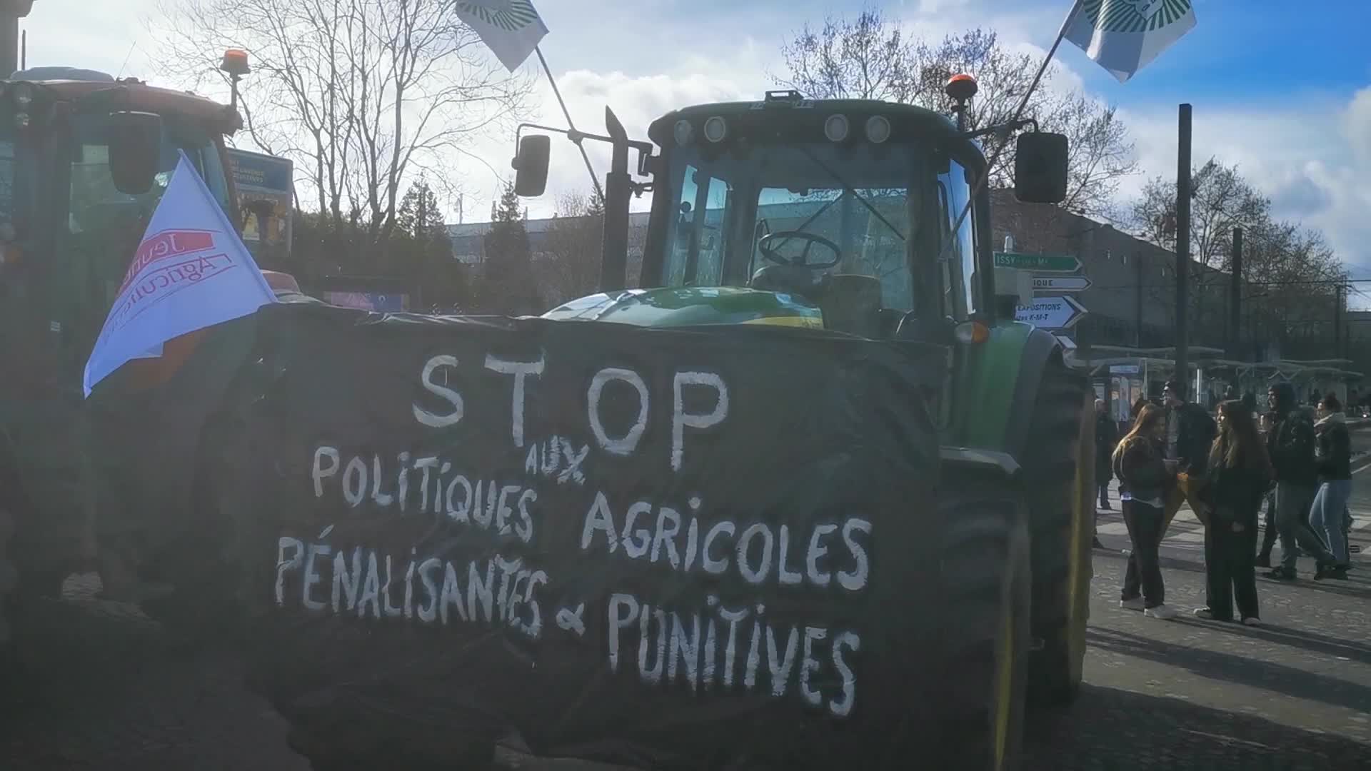 Protest agains Emmanuel Macron's visit during 60th International Agriculture Fair 