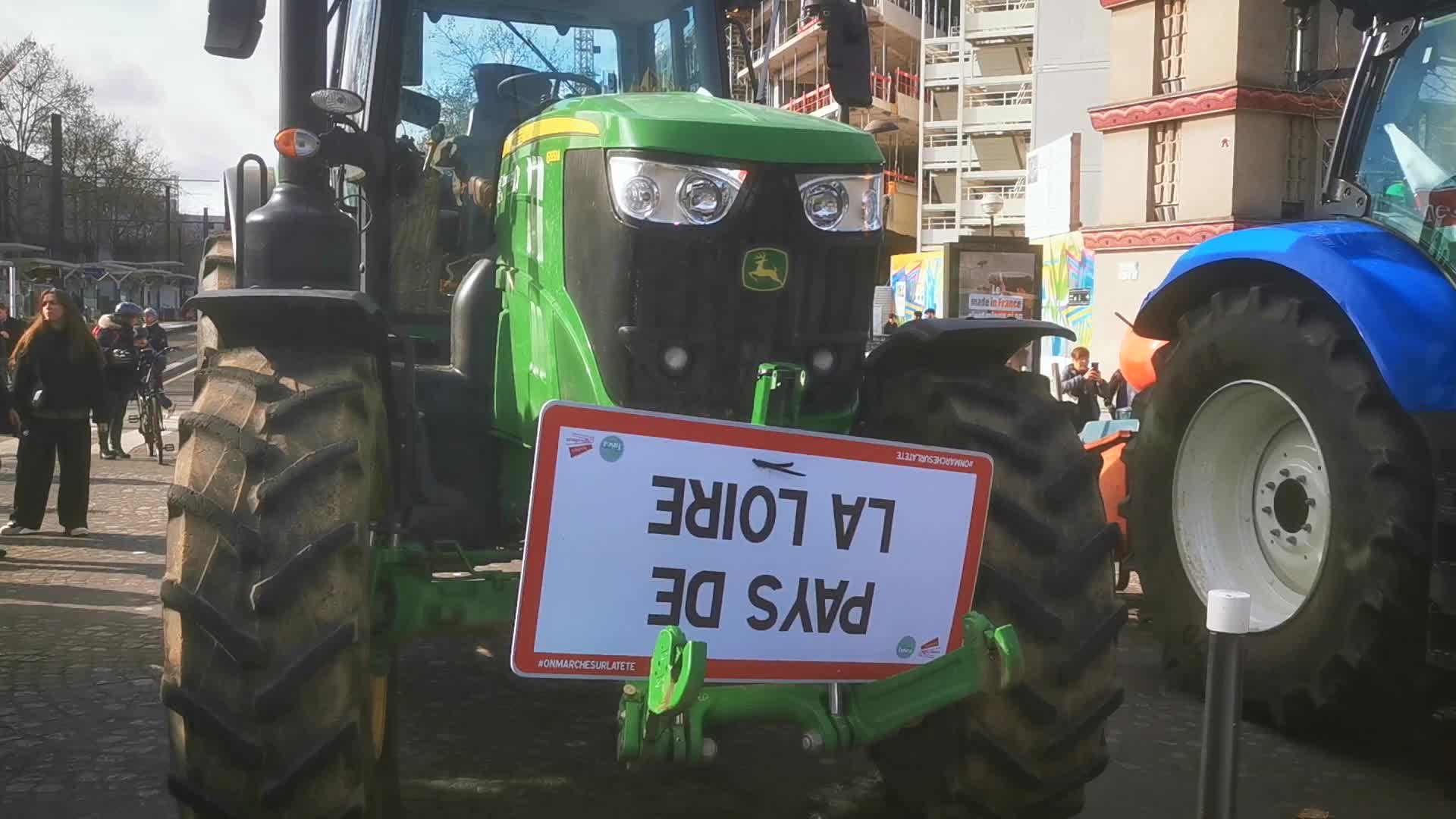 Protest agains Emmanuel Macron's visit during 60th International Agriculture Fair 