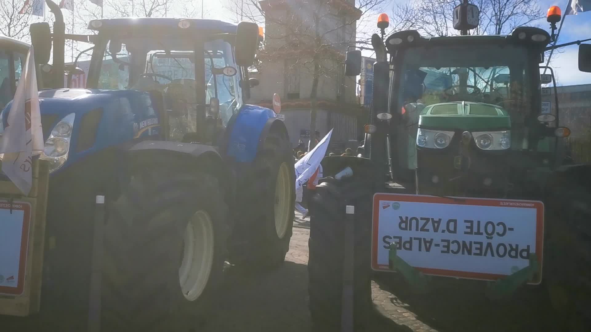 Protest agains Emmanuel Macron's visit during 60th International Agriculture Fair 