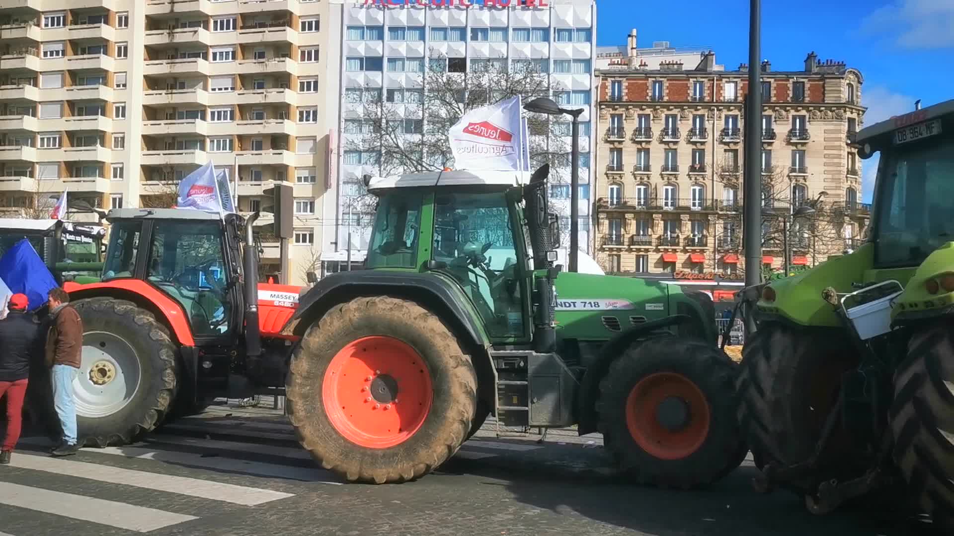 Protest agains Emmanuel Macron's visit during 60th International Agriculture Fair 