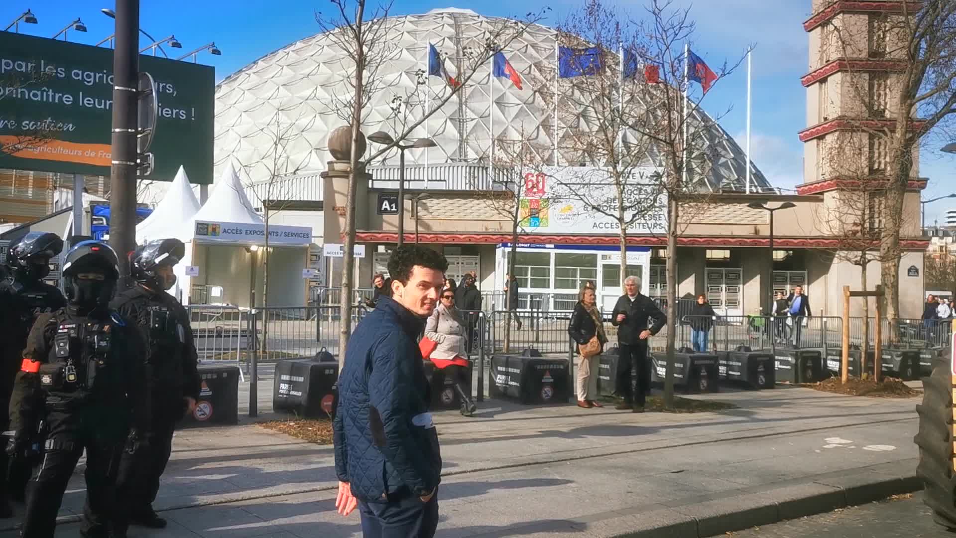 Protest agains Emmanuel Macron's visit during 60th International Agriculture Fair 