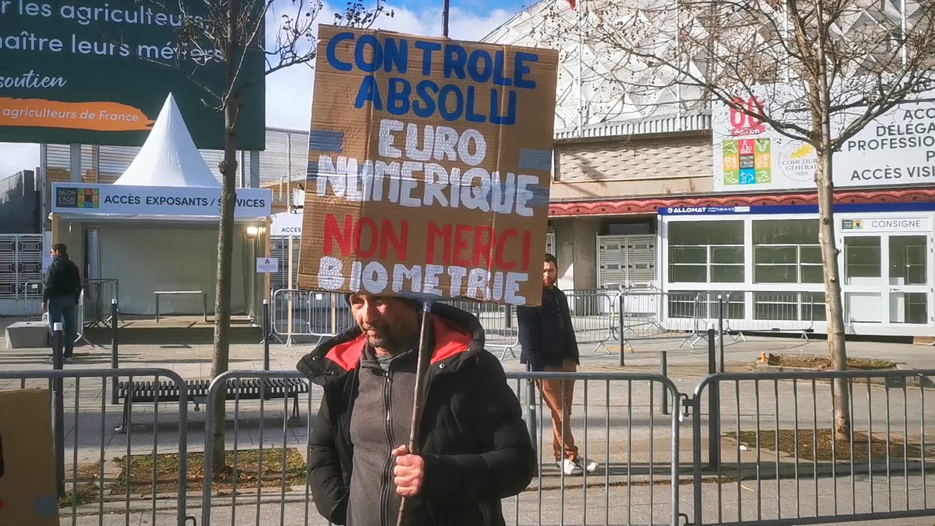 Protest agains Emmanuel Macron's visit during 60th International Agriculture Fair 