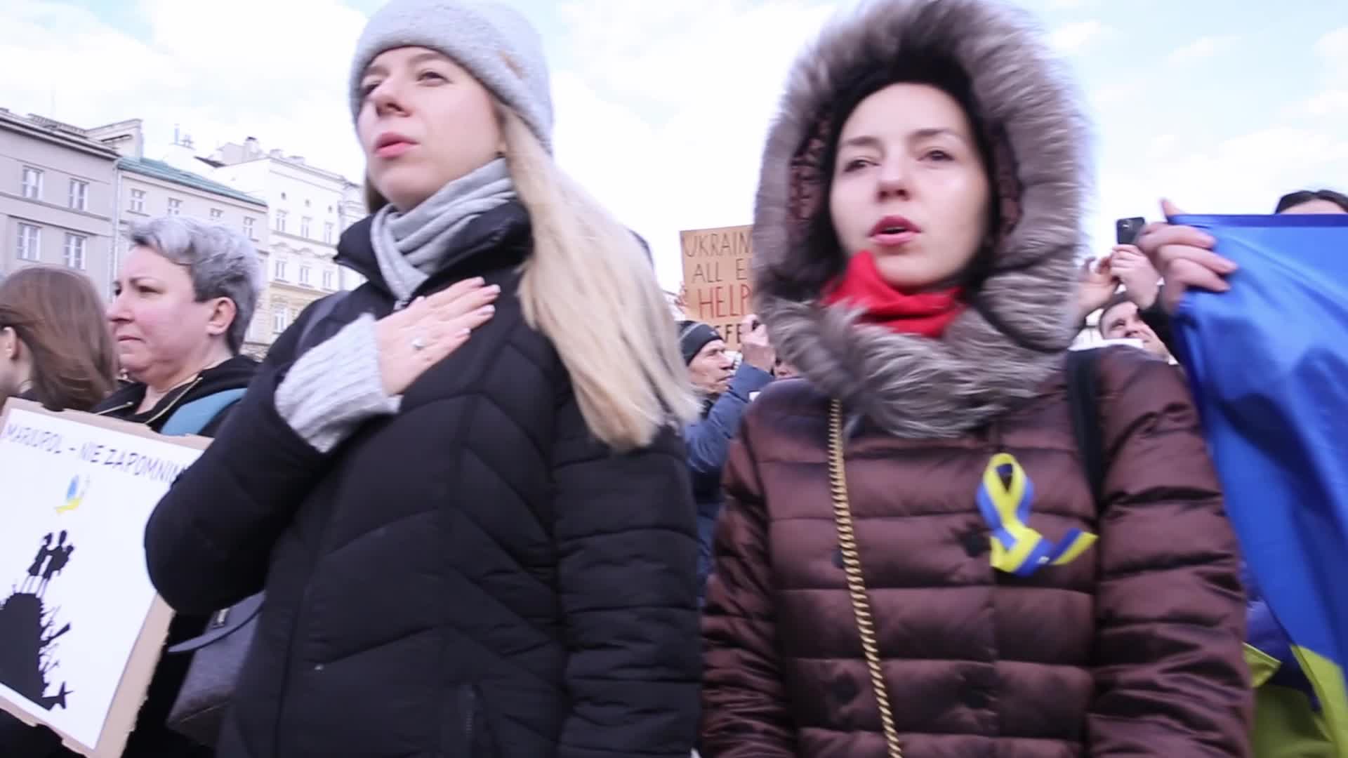 March of support on Second Anniversary of Russian Invasion on Ukraine in Krakow