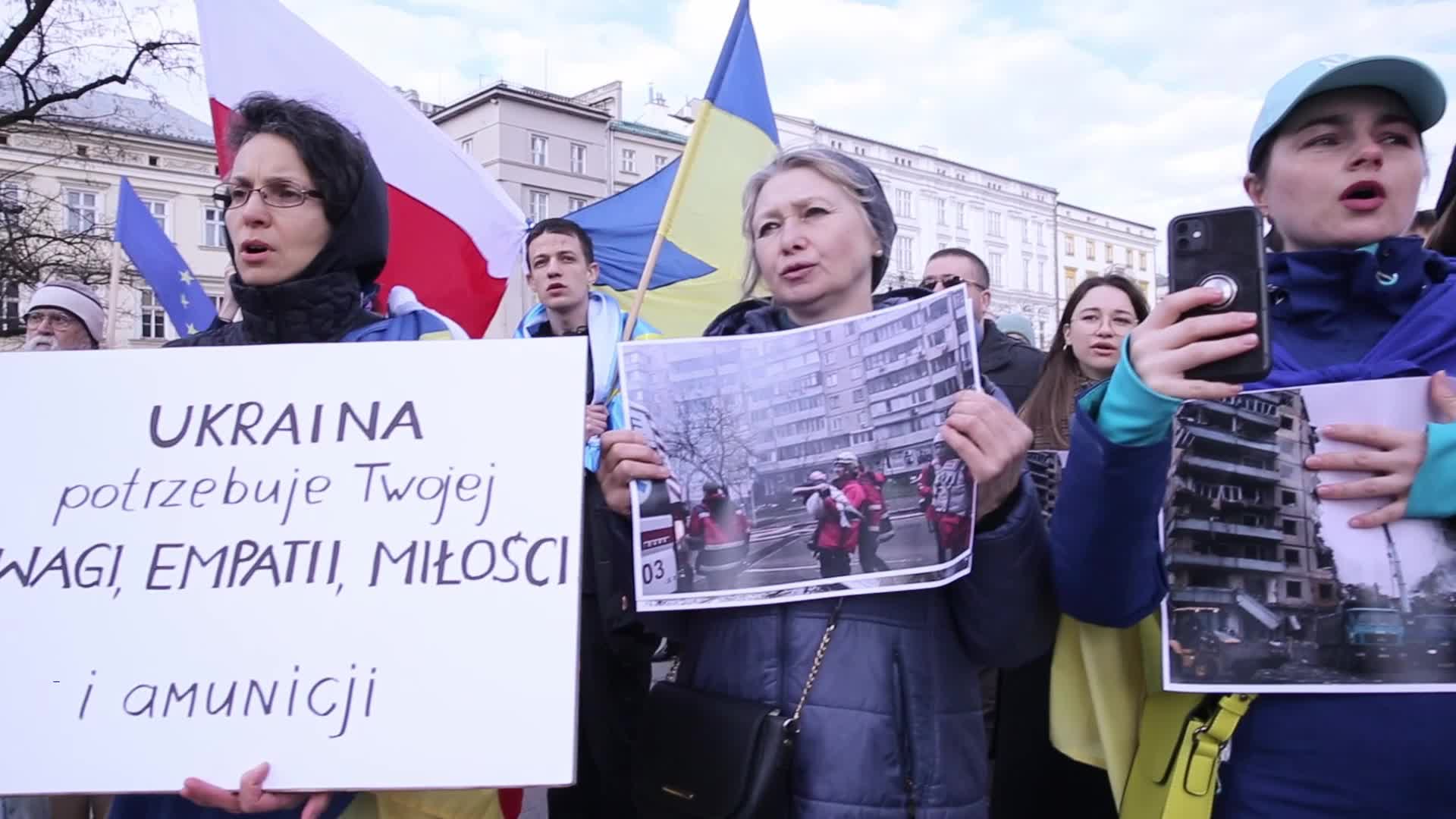 March of support on Second Anniversary of Russian Invasion on Ukraine in Krakow