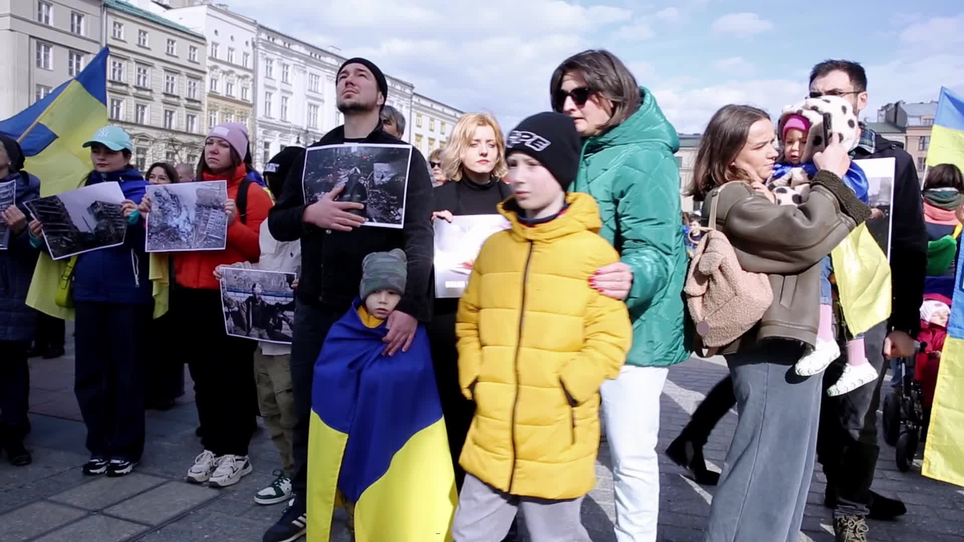 March of support on Second Anniversary of Russian Invasion on Ukraine in Krakow