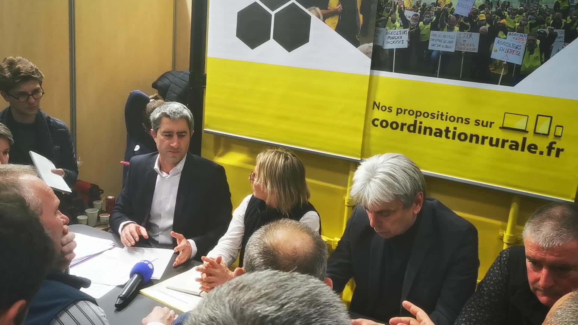 LFI members of the Parliament Francois Ruffin meet the farmers union Coordination Rurale